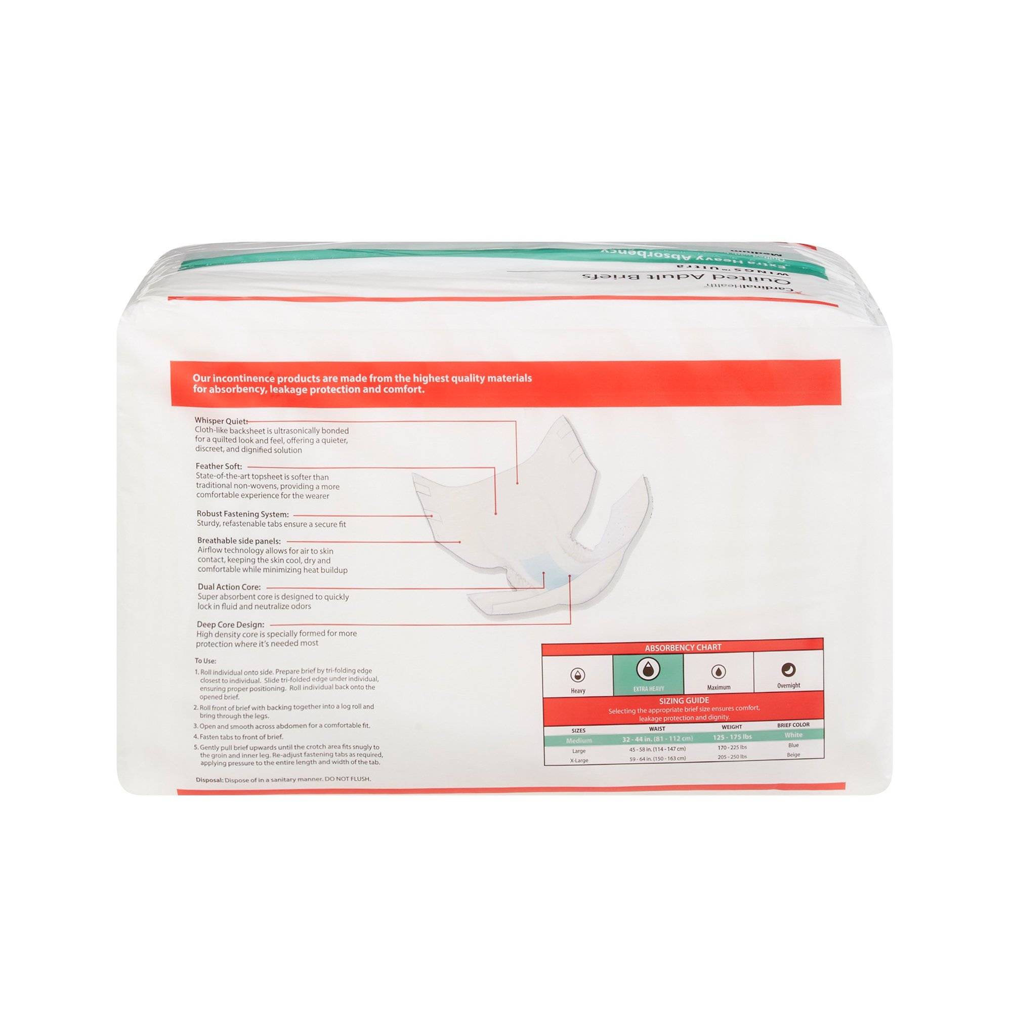 Wings™ Ultra Quilted Extra Heavy Absorbency Incontinence Brief, Medium - Image 2