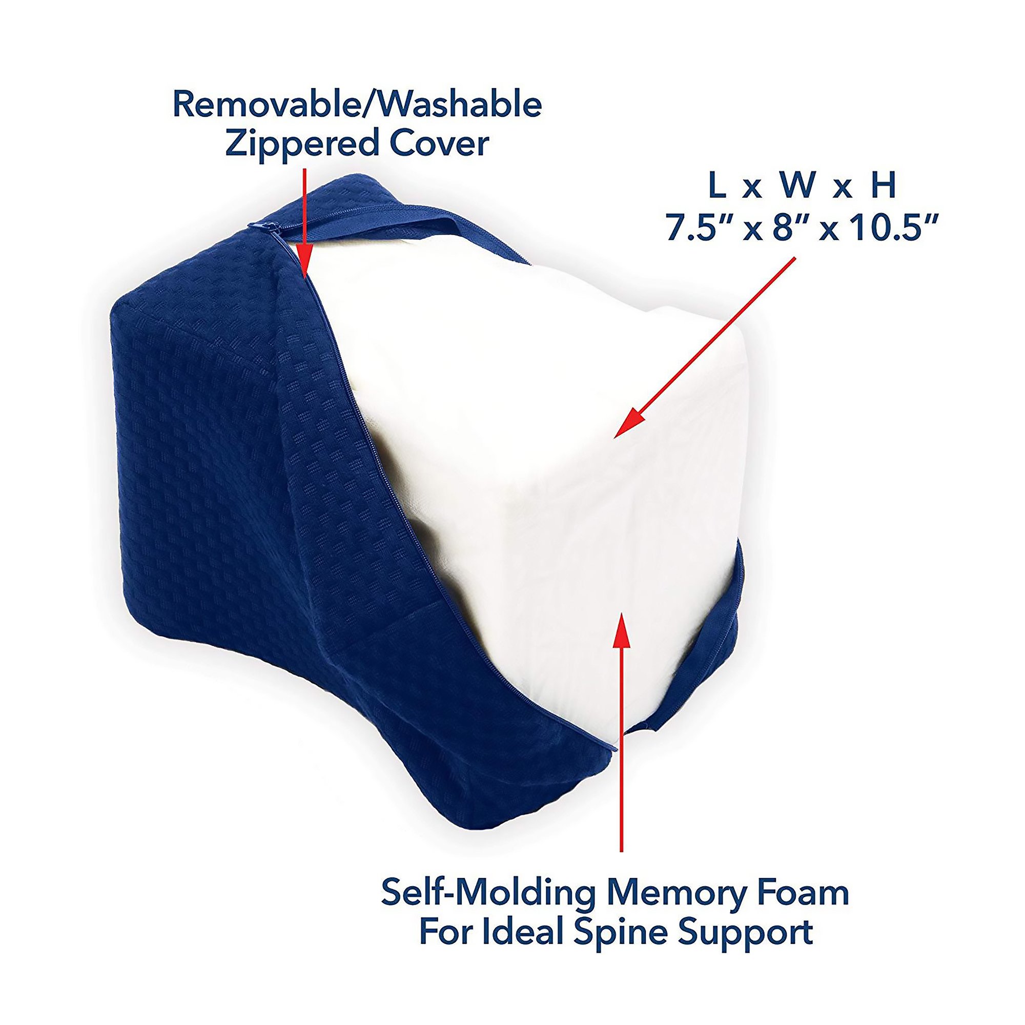 Carex Knee Pillow , Memory Foam, 10.5 x 7.75 x 8 Inch, Dark Blue - Image 4