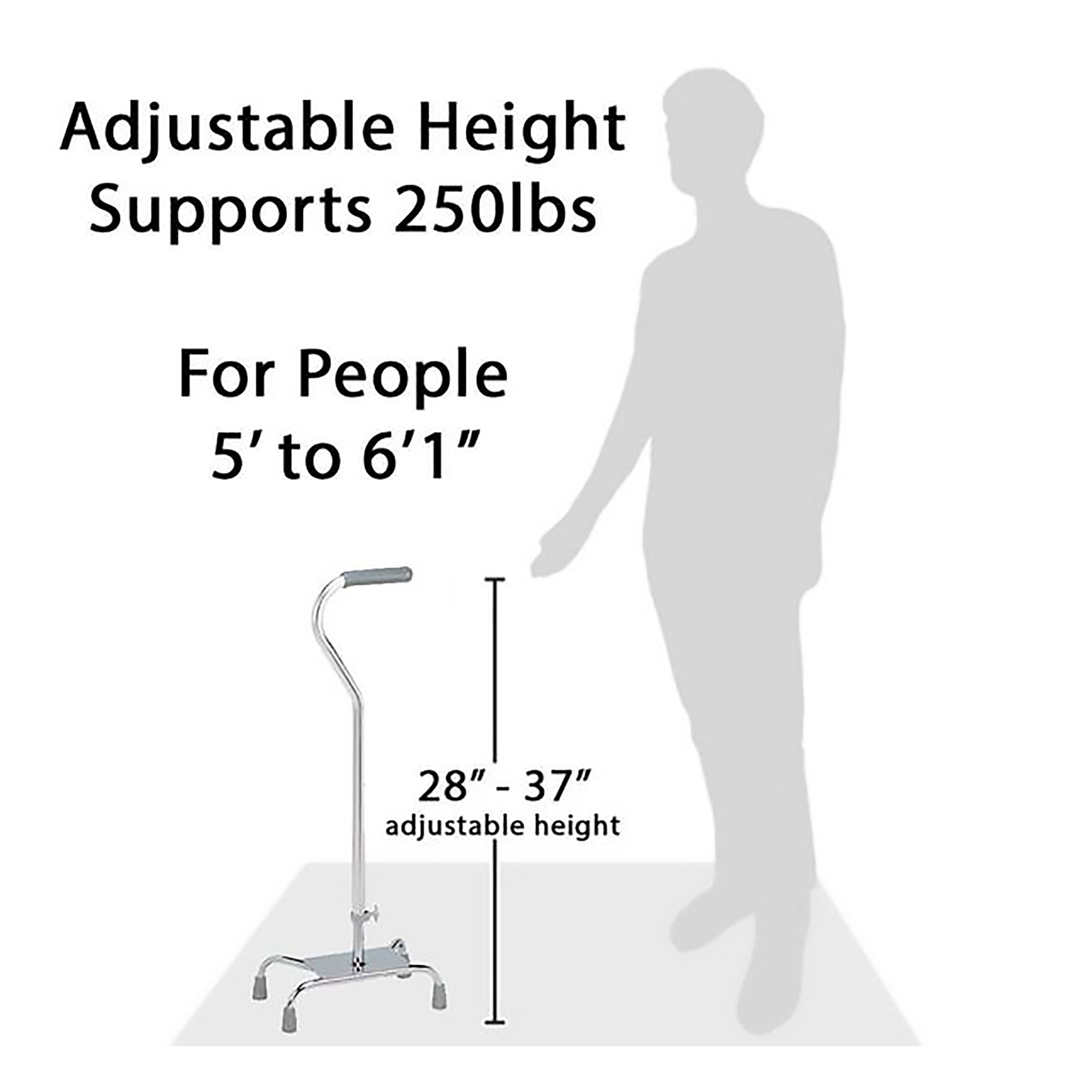 Carex® Offset Quad Cane with Large Base, Silver - Image 2