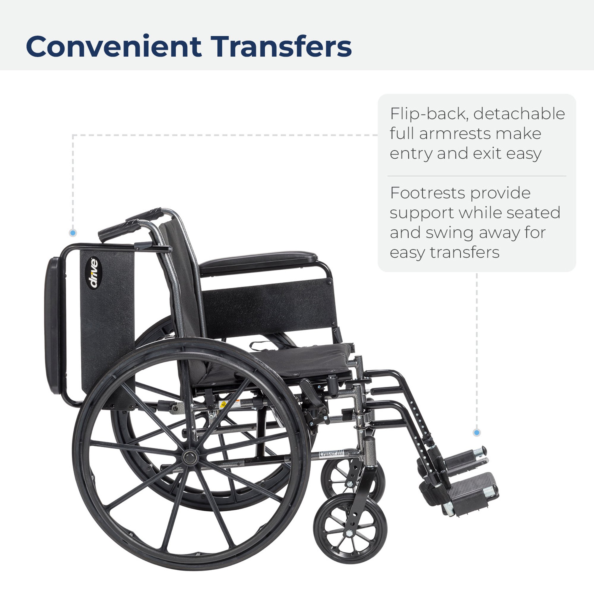drive™ Cruiser III Lightweight Wheelchair, 20-Inch Seat Width - Image 6