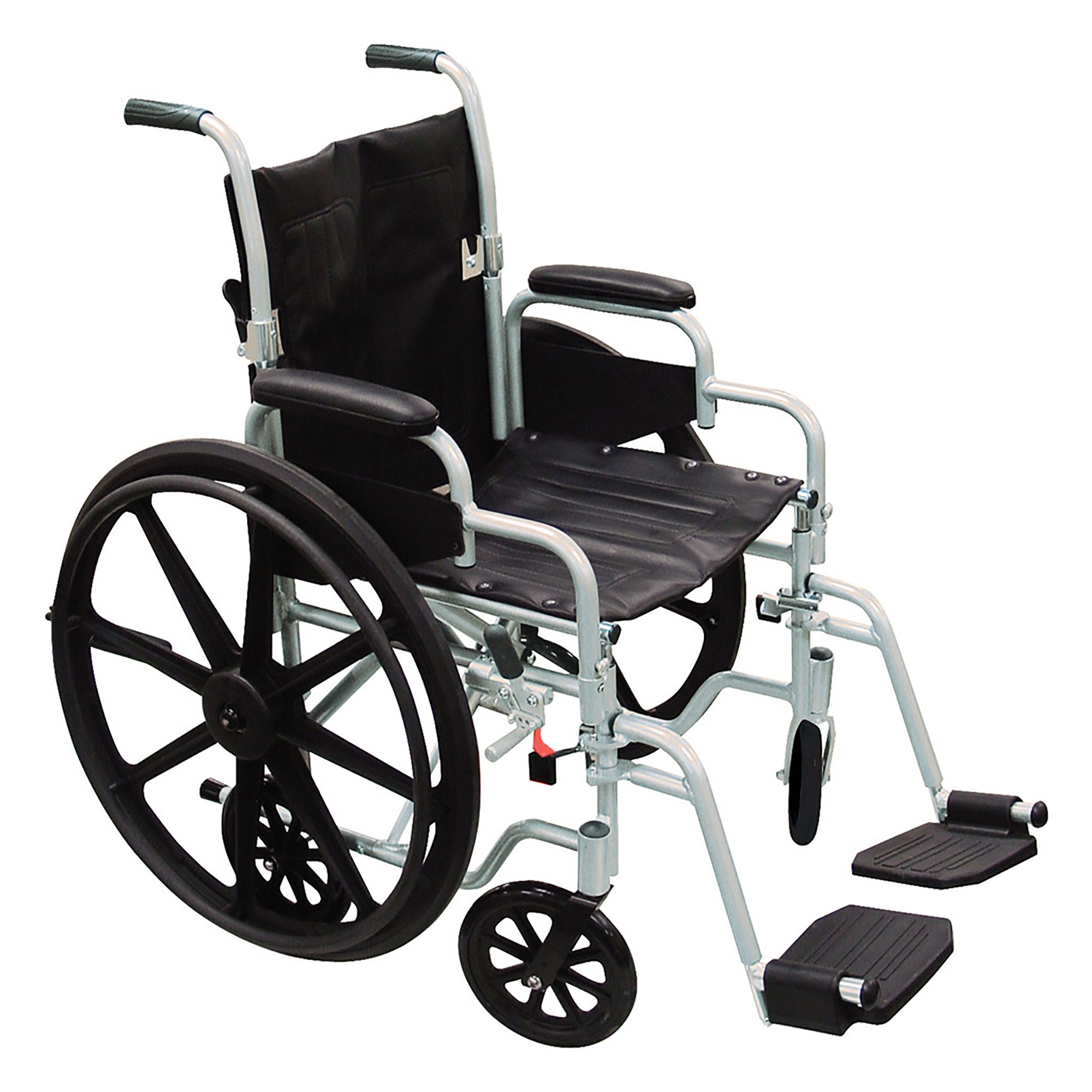 drive™ Poly-Fly High Strength Lightweight Wheelchair, Black with Silver Finish - Image 2