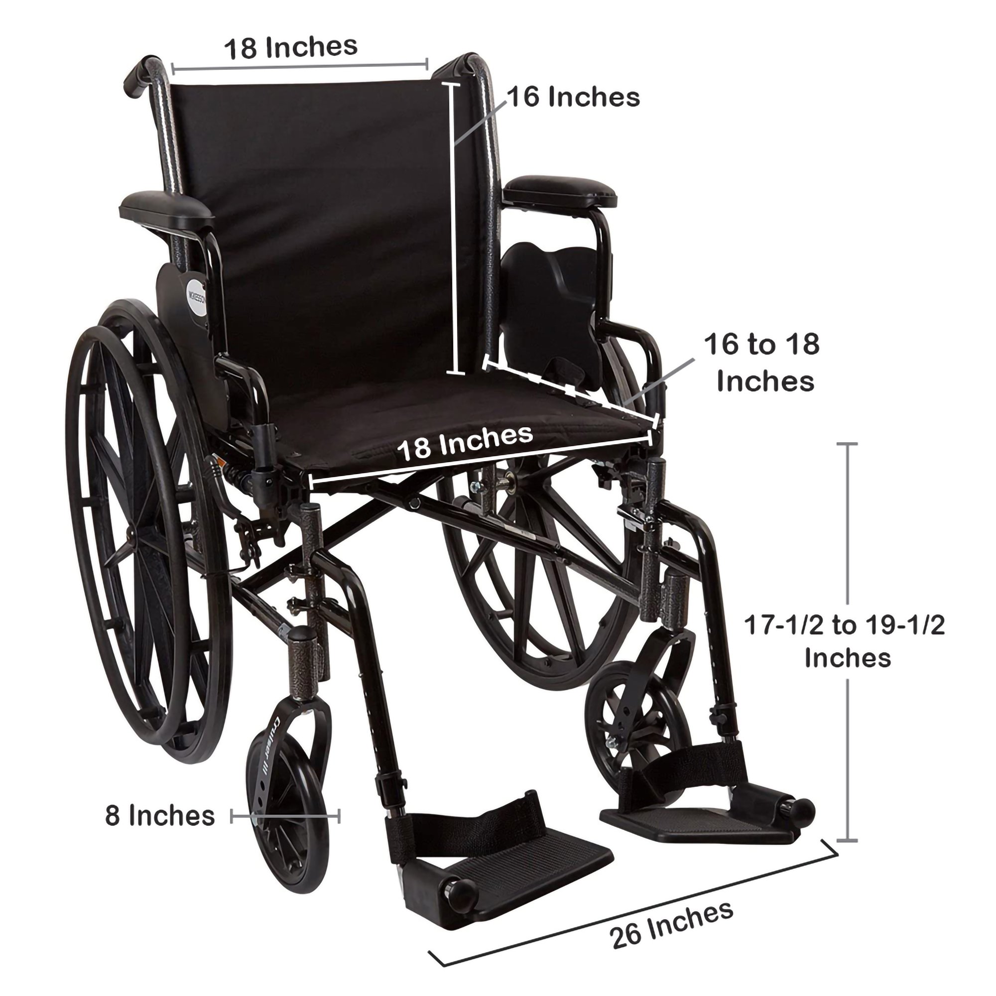 McKesson Lightweight Wheelchair, 18 Inch Seat Width - Image 3
