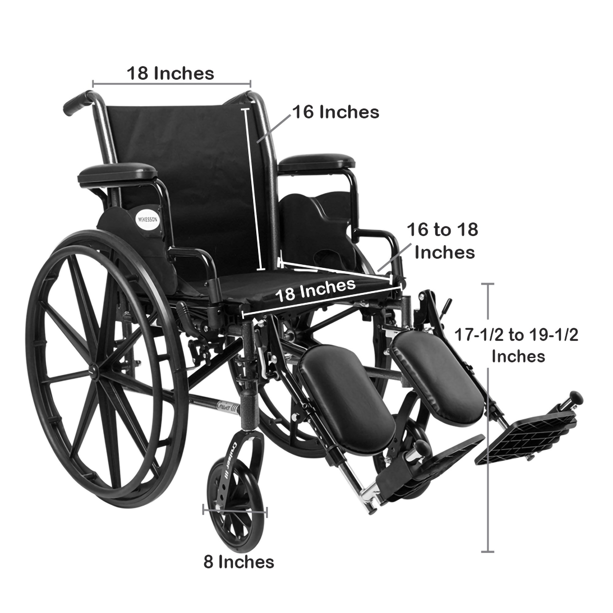 McKesson Lightweight Wheelchair, 18 Inch Seat Width - Image 3