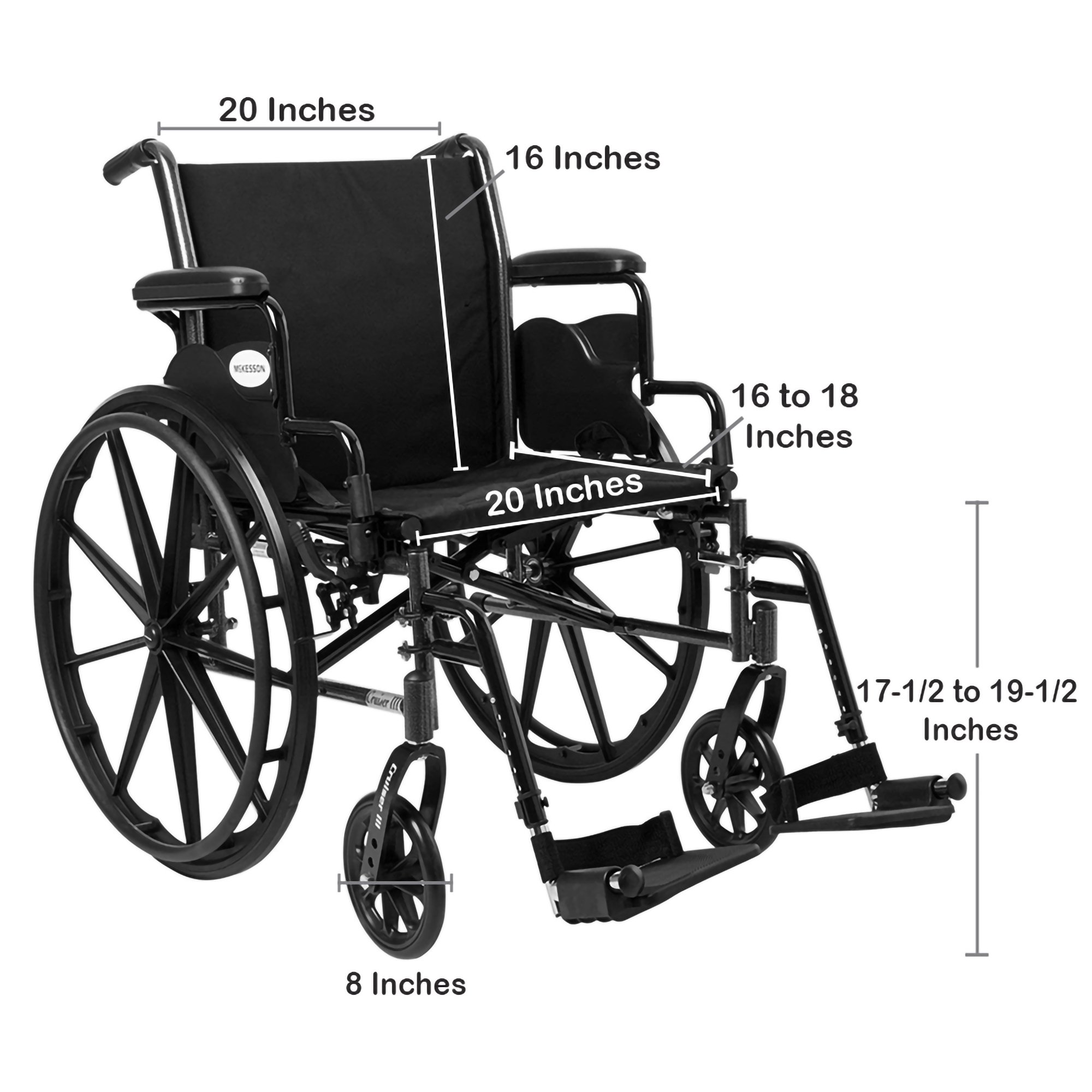McKesson Lightweight Wheelchair, 20-Inch Seat Width - Image 3