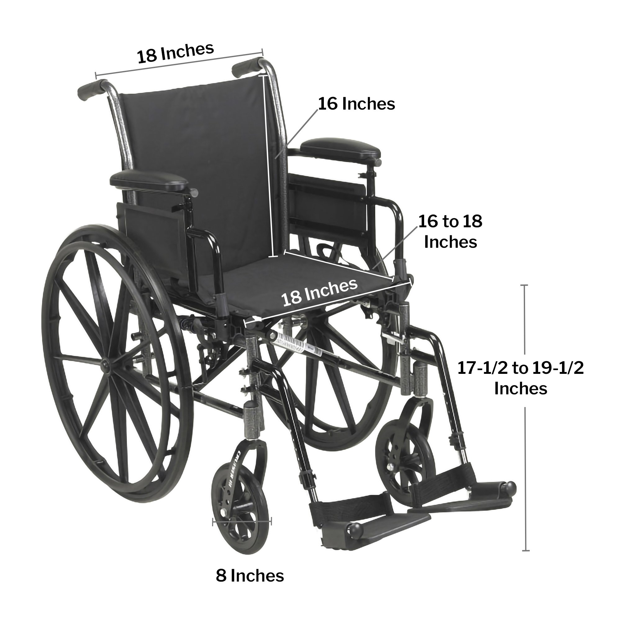McKesson Manual Lightweight Wheelchair, 18 Inch Seat Width - Image 5