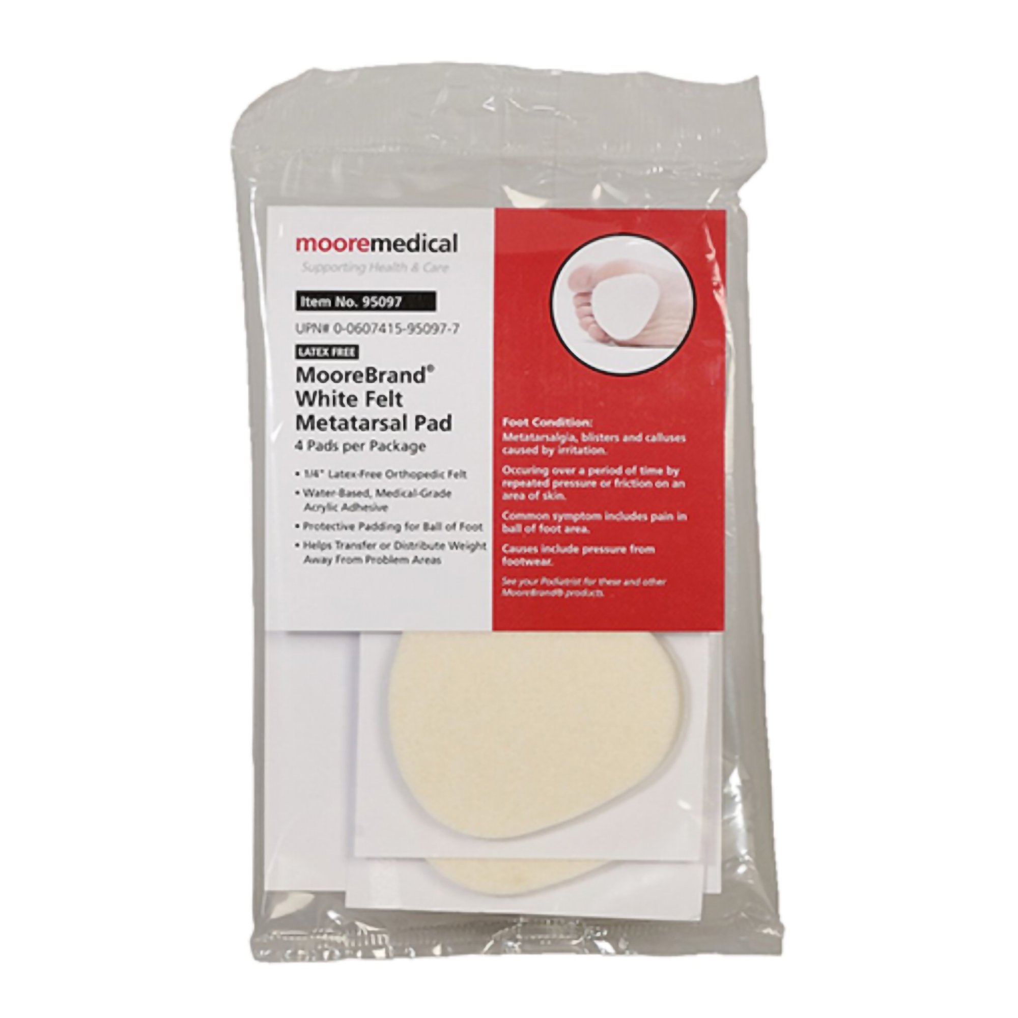 MooreBrand® White Felt Metatarsal Pad