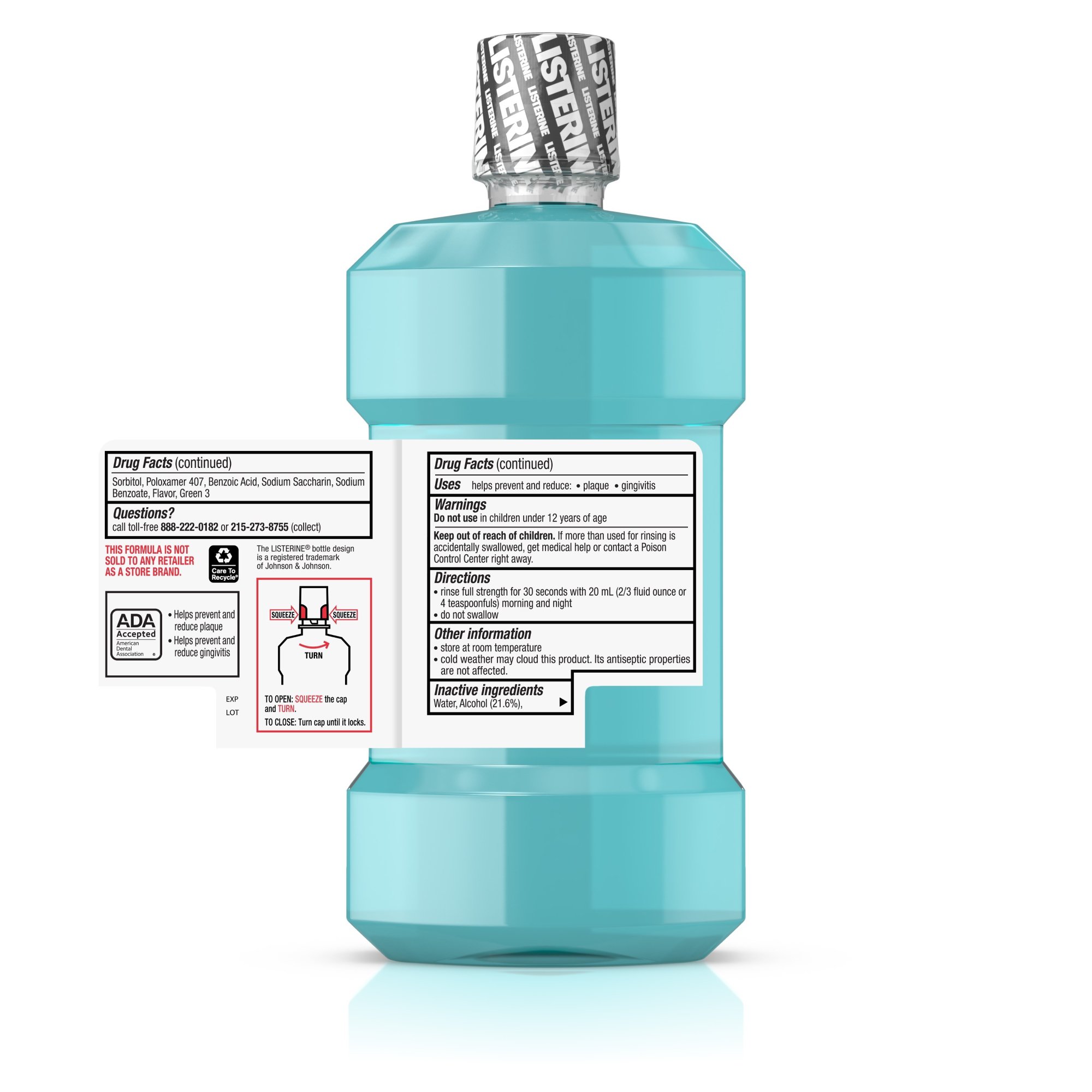 Listerine® Cool Mint® Antiseptic Mouthwash, 250 mL Bottle - Image 3