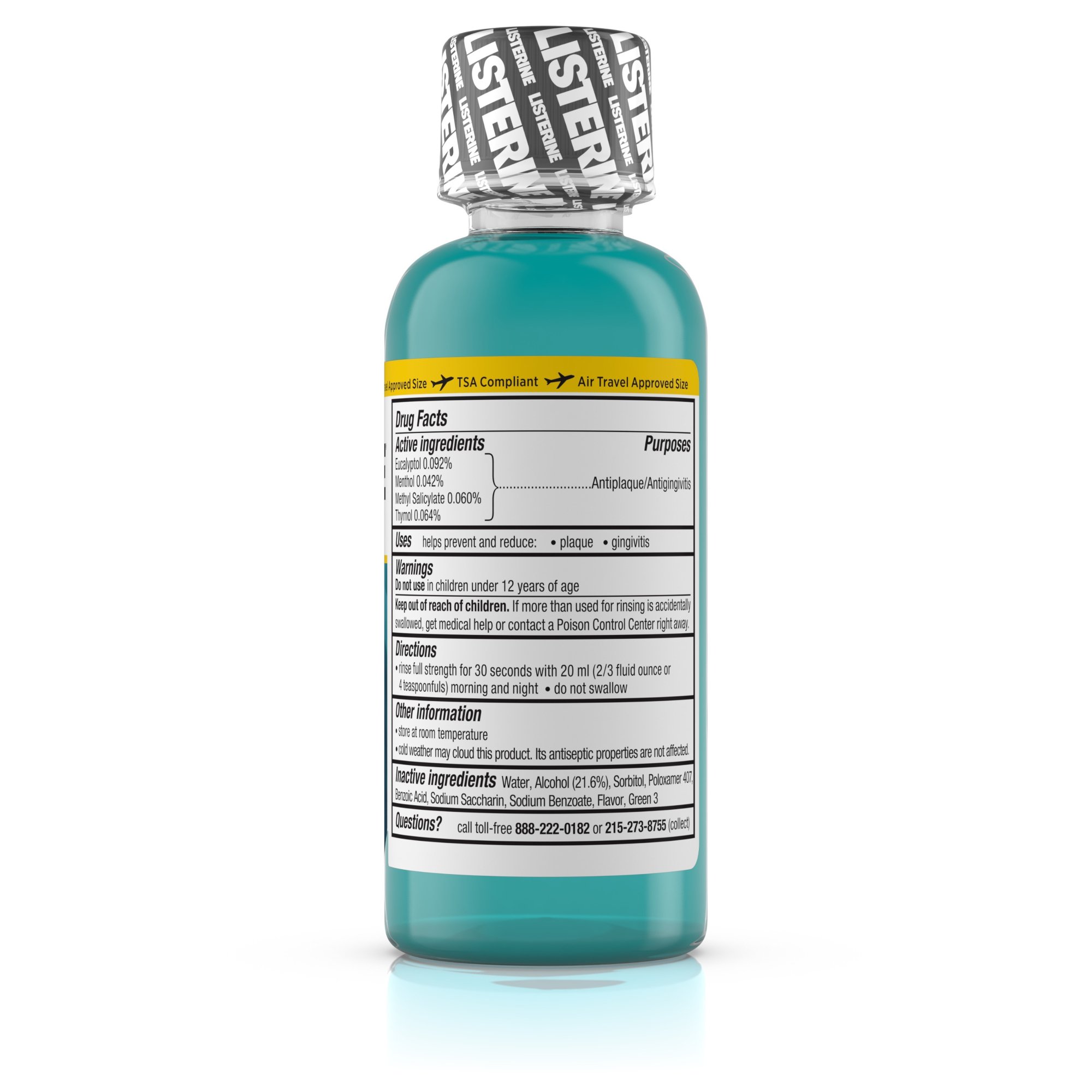 Listerine® Cool Mint® Antiseptic Mouthwash, 3.2 oz. Bottle - Image 2