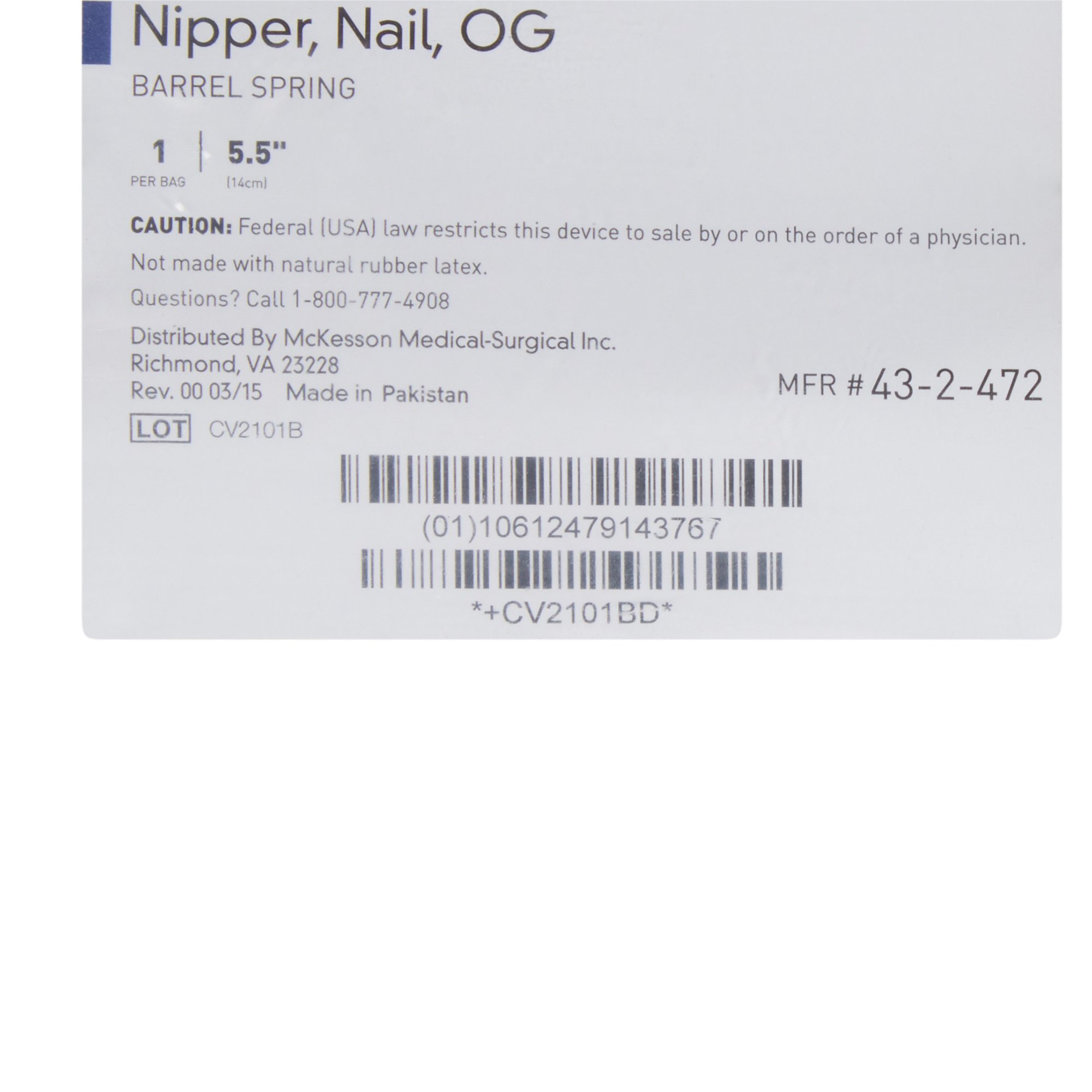 McKesson Nail Nipper, Concave Jaw, 5.5 Inches - Image 6
