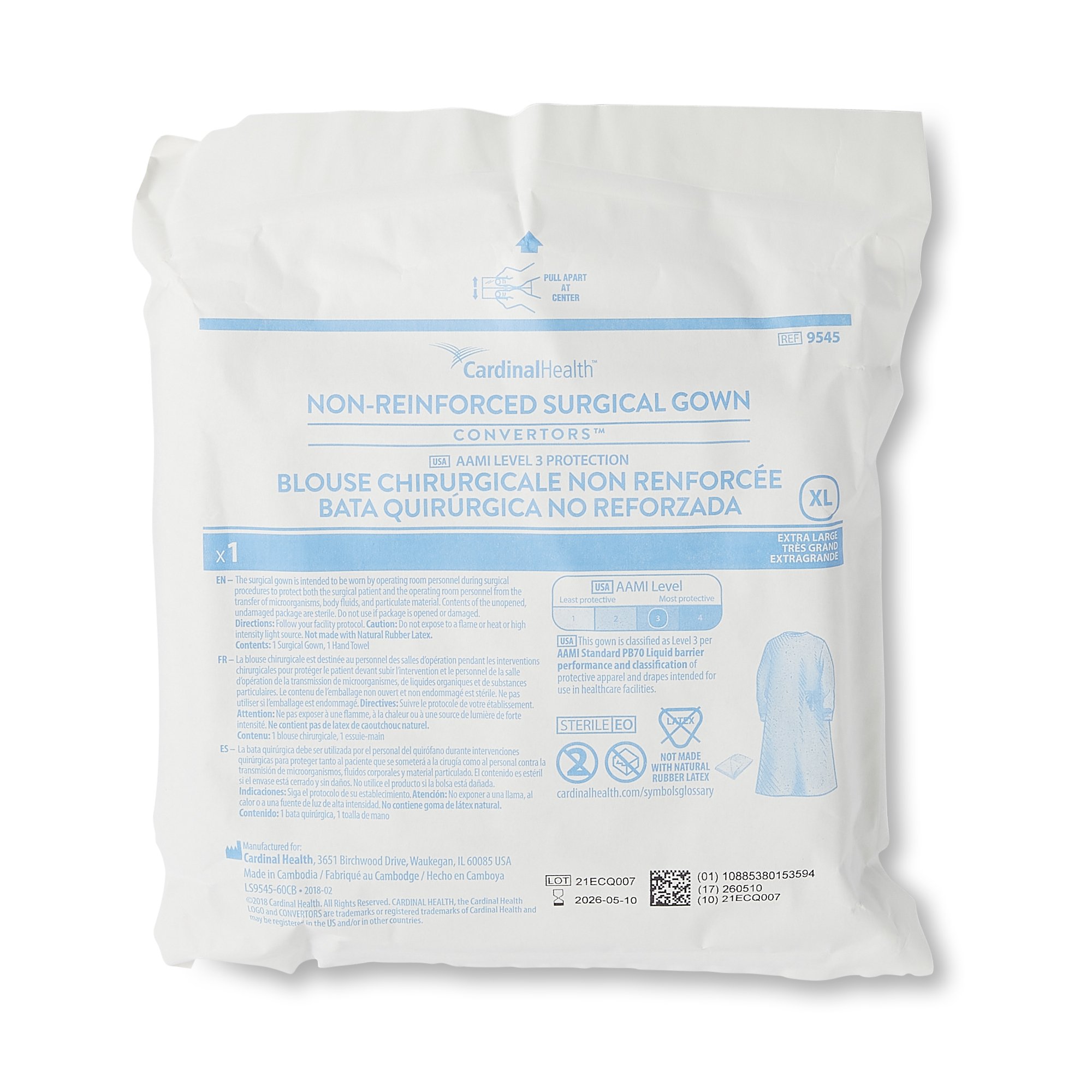 Cardinal Health™ Nonreinforced Surgical Gown, 3-Layer Microfiber, Extra Large - Image 3