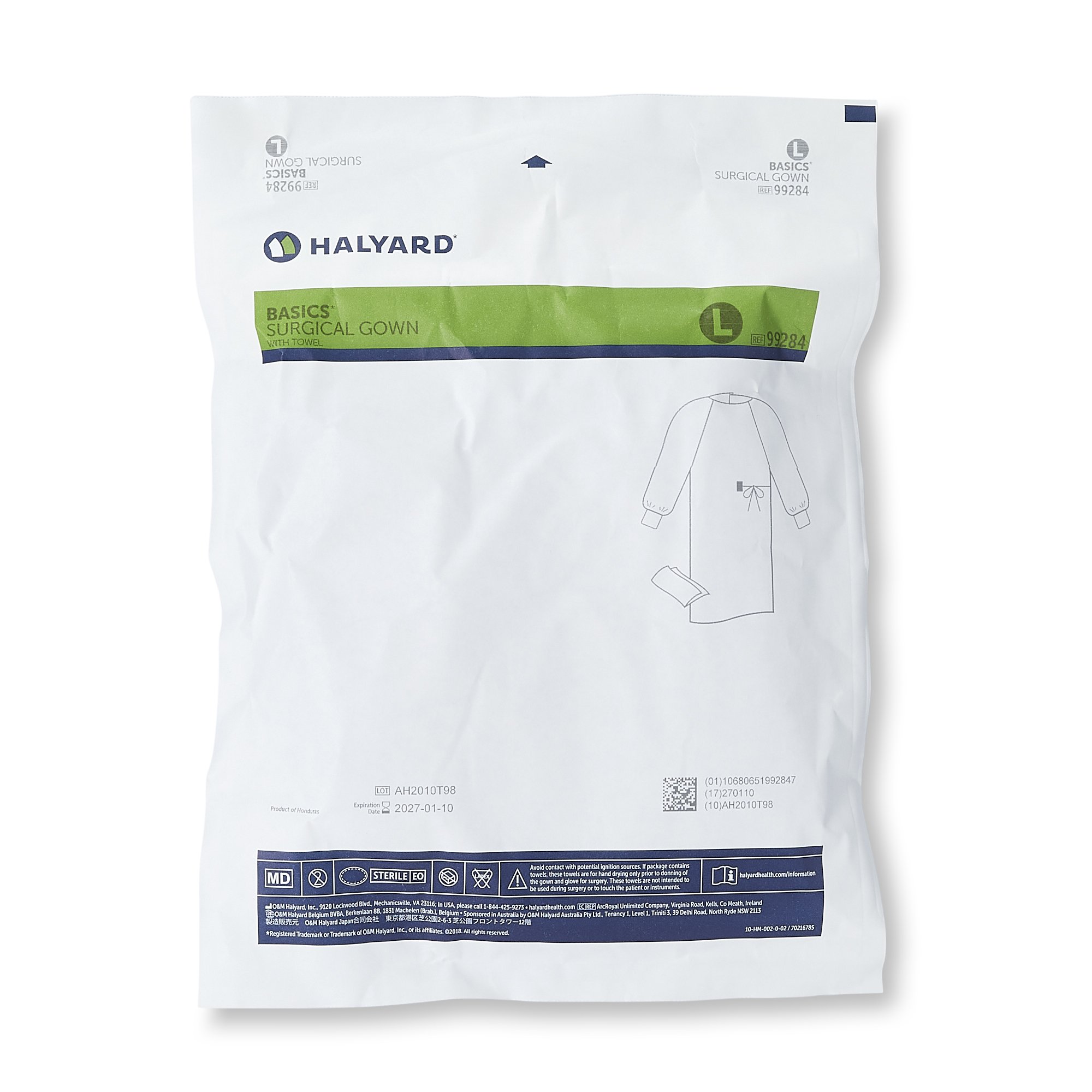 Halyard Basics Nonreinforced Surgical Gown with Towel, Large, Blue - Image 3