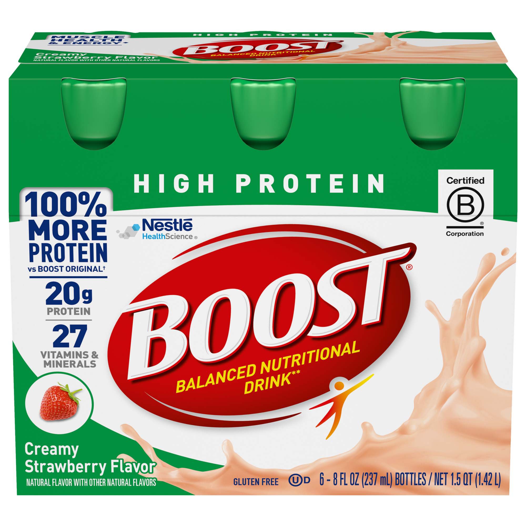 Boost® High Protein Strawberry Complete Nutritional Drink, 8-ounce Bottle - Image 2