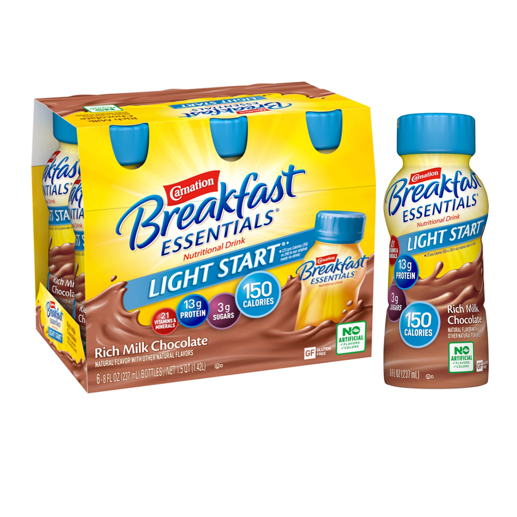 Carnation Breakfast Essentials® Light Start® Chocolate Nutritional Drink, 8-oz. - Image 2