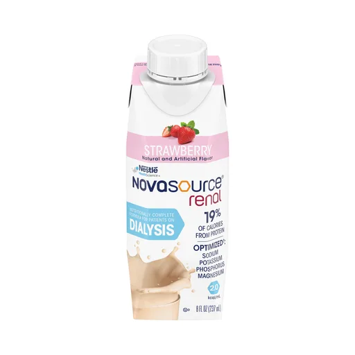 Novasource® Renal Strawberry Formula for Patients on Dialysis, 8-ounce Carton