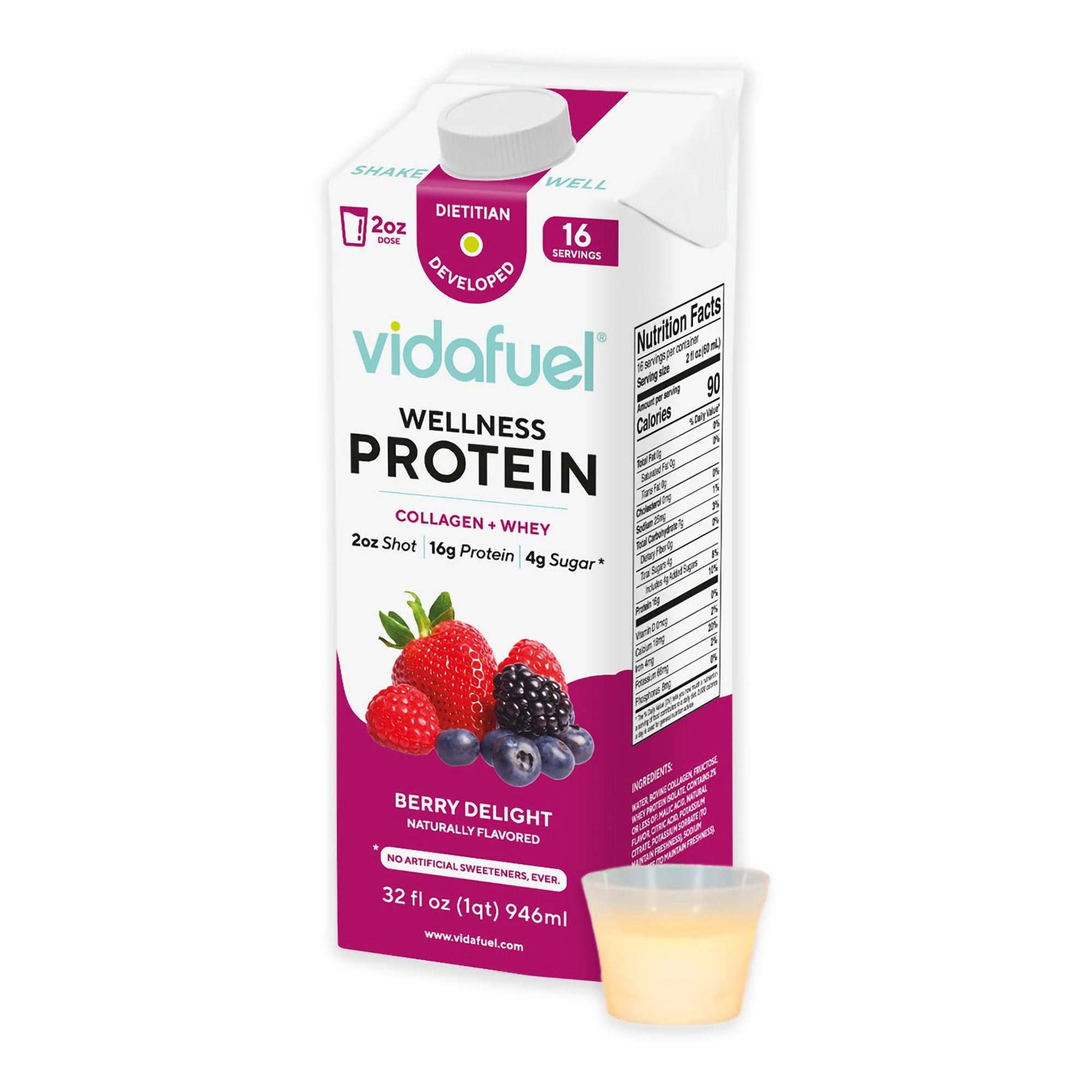 Vidafuel Wellness Protein Drink with Collagen and Whey, Berry Delight Flavor - Image 2