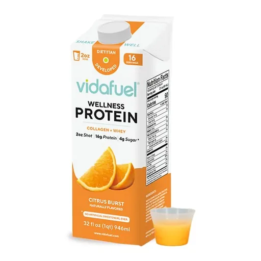 Vidafuel Wellness Protein Drink with Collagen and Whey, Orange Burst Flavor