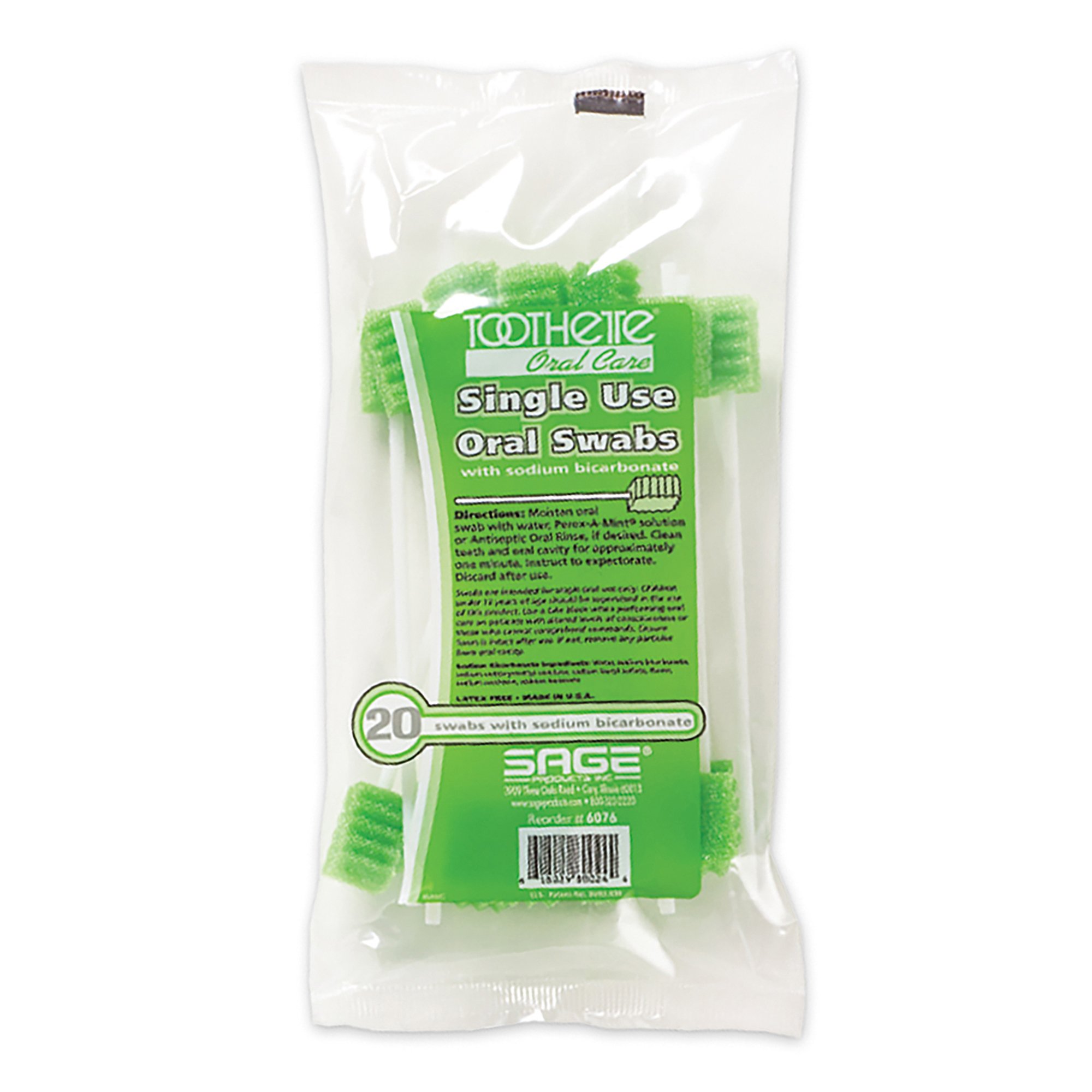 Toothette Plus Oral Swabsticks Foam Tip, Green, 6 Inch, Individually Wrapped - Image 5
