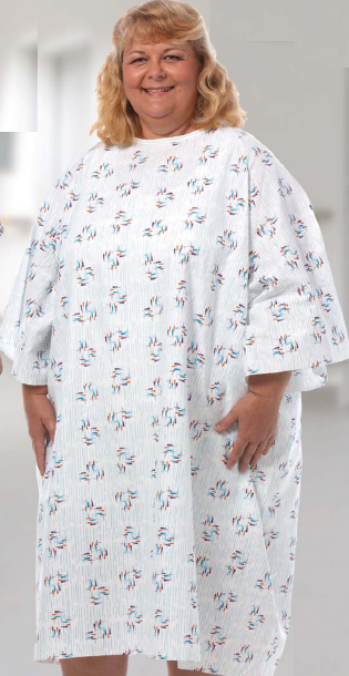 Reusable Patient Gown, Fits up to 5X-Large, Raindrops Print
