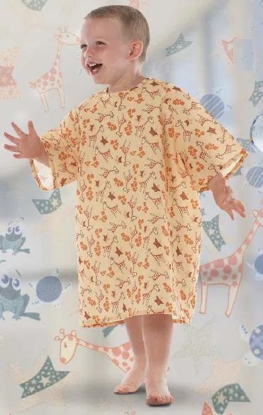 Reusable Pediatric Patient Exam Gown, Child Size (10 to 12), Frog-E Green