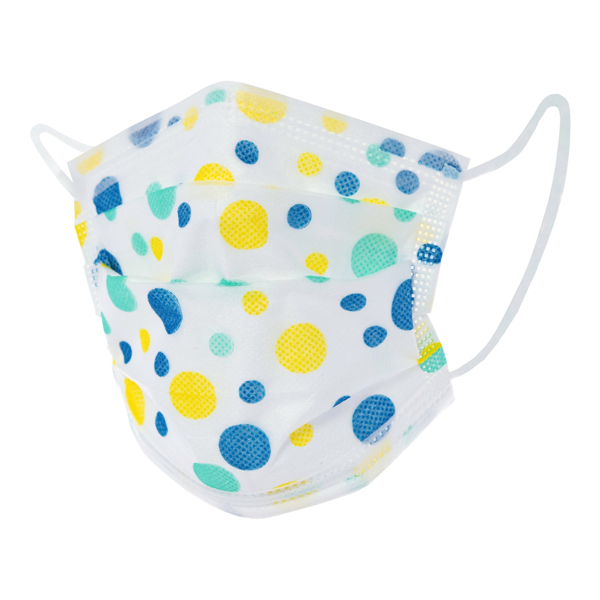 McKesson Pediatric Procedure Mask, Blue and Yellow Polka Dot - Image 2
