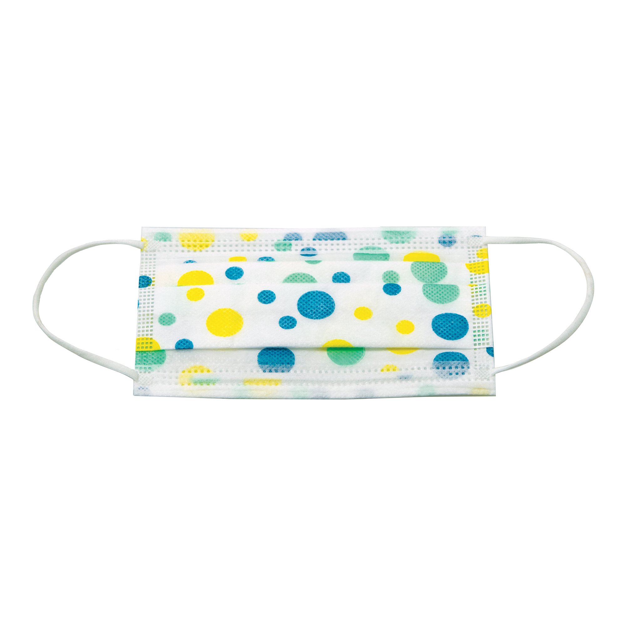 McKesson Pediatric Procedure Mask, Blue and Yellow Polka Dot - Image 3