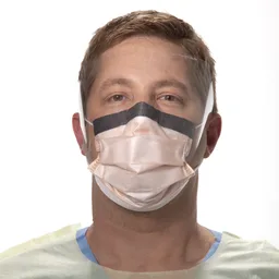FluidShield Procedure Mask with Eye Shield Anti-fog Orange, NonSterile