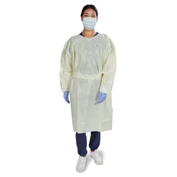 McKesson AAMI Level 2 Isolation Gown, Tape Tab Neck Style, Extra Large, Yellow