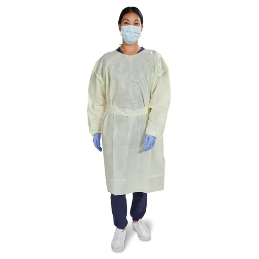 McKesson AAMI Level 2 Isolation Gown, Tape Tab Neck Style, Extra Large, Yellow
