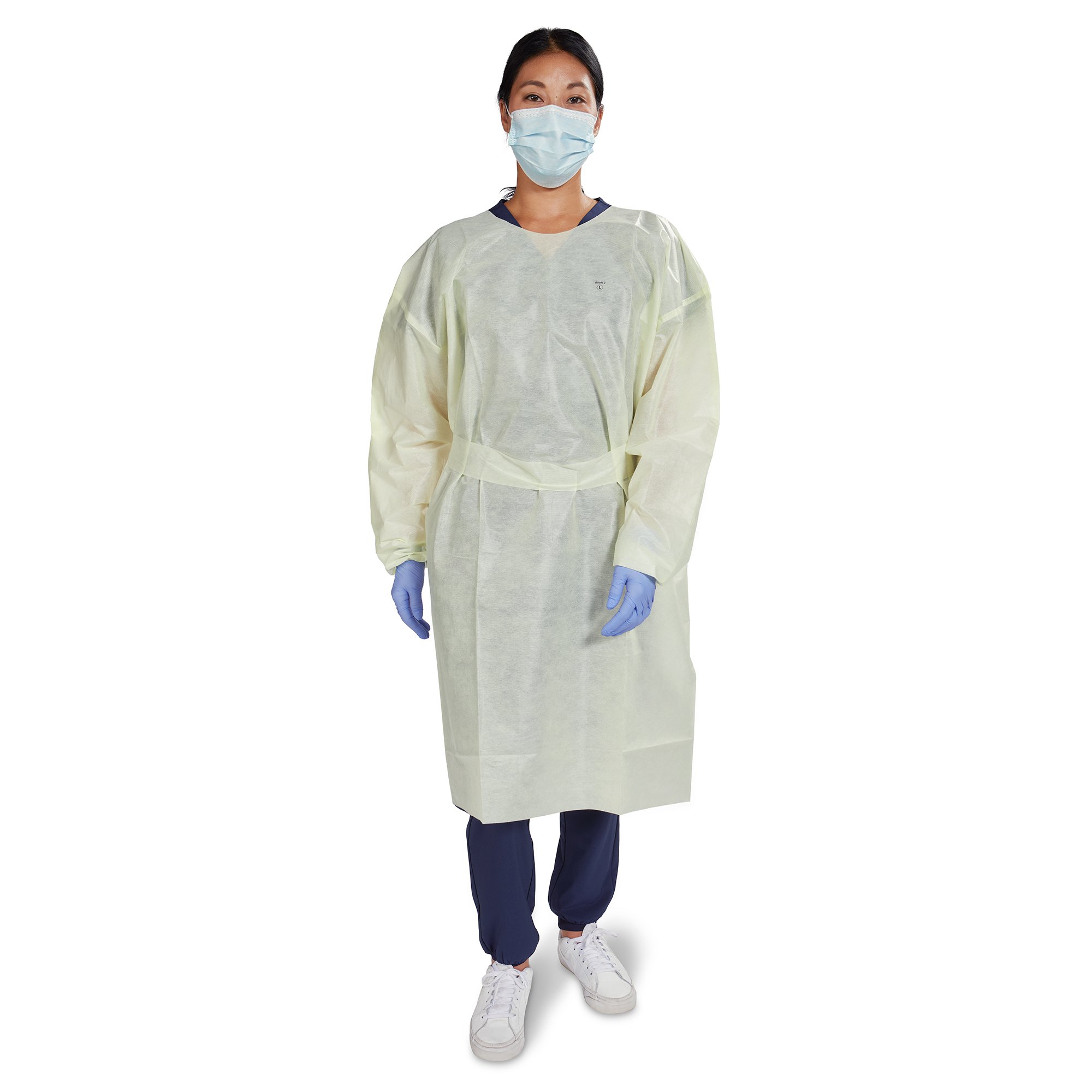 McKesson AAMI Level 2 Isolation Gown, Tape Tab Neck Style, One Size Fits Most