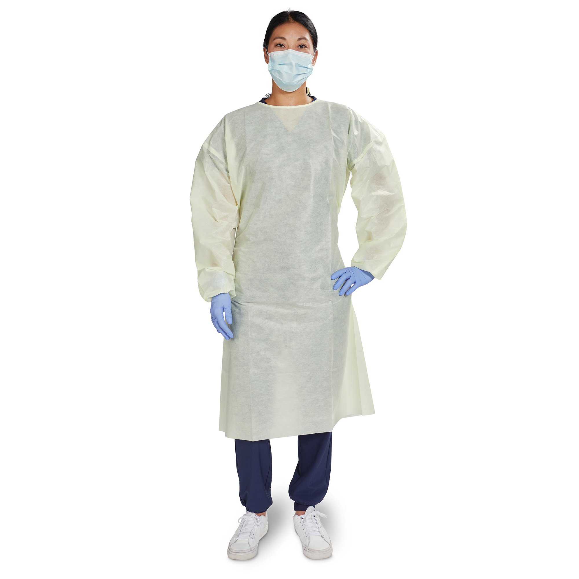 McKesson AAMI Level 2 Isolation Gown, Tie Neck Style, One Size Fits Most, Yellow