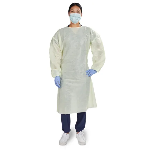 McKesson AAMI Level 2 Isolation Gown, Tie Neck Style, One Size Fits Most, Yellow