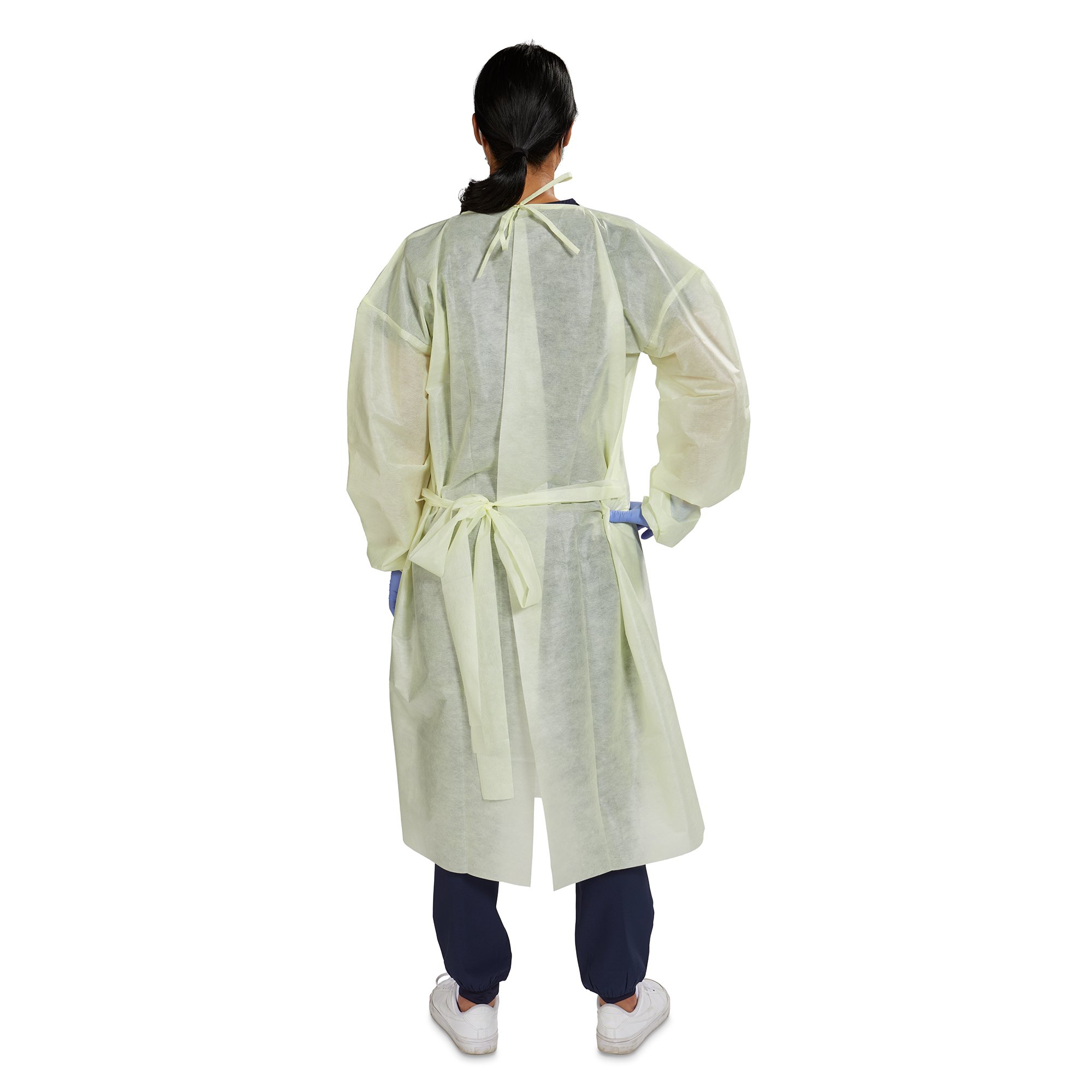 McKesson AAMI Level 2 Isolation Gown, Tie Neck Style, One Size Fits Most, Yellow - Image 2