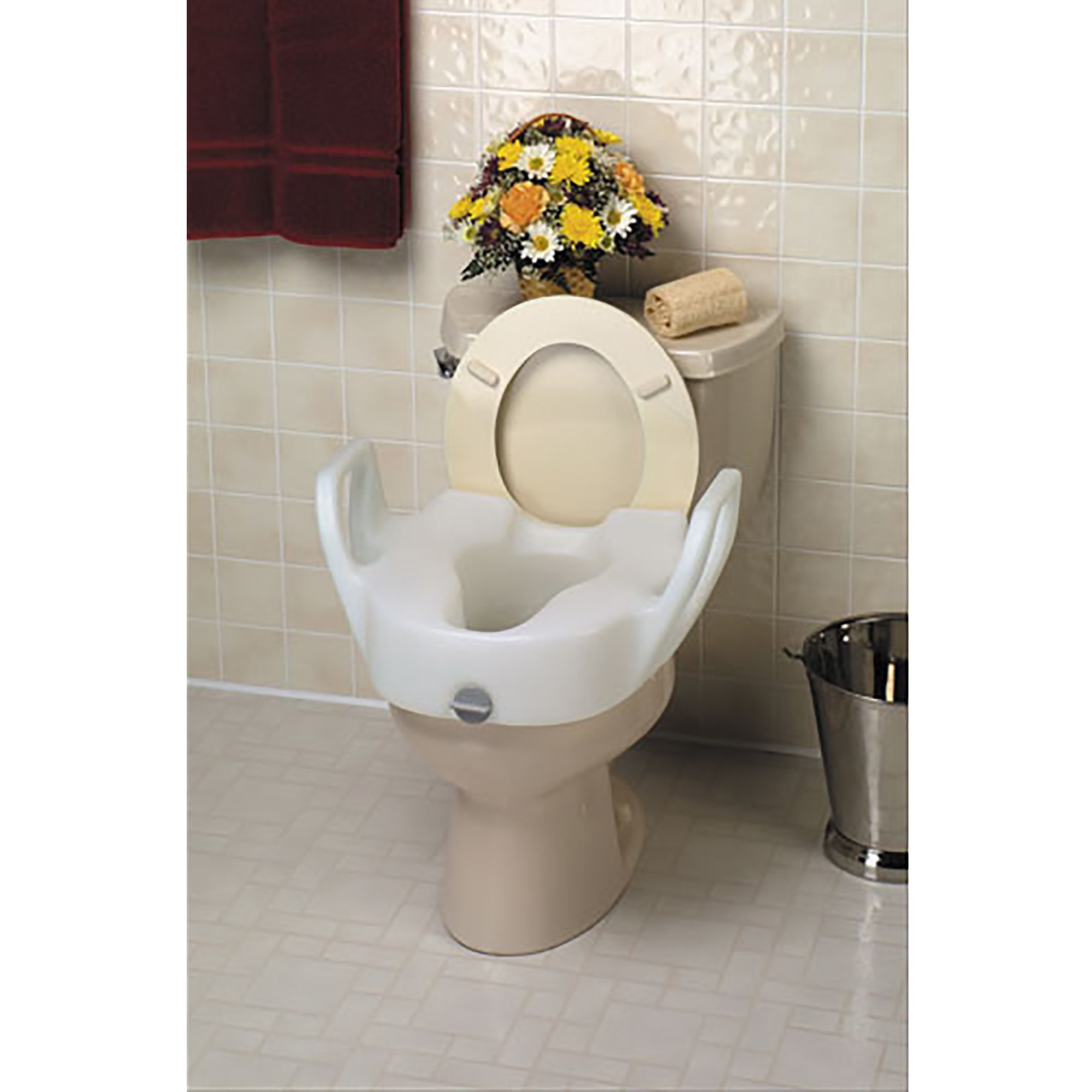 Lock-On Elevated Toilet Seat with Arms - Image 2