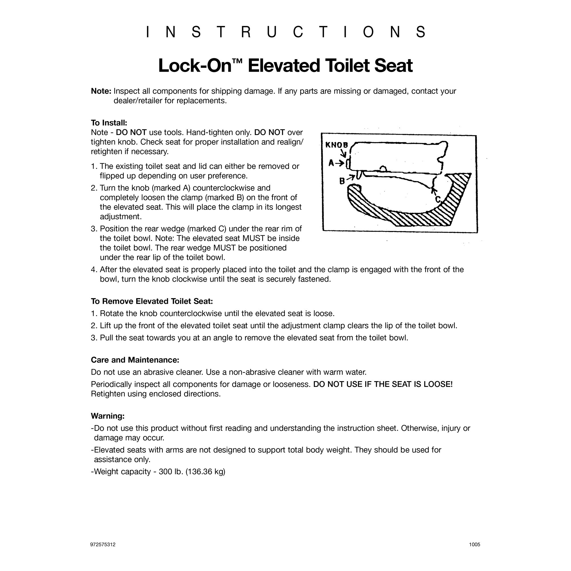 Lock-On Elevated Toilet Seat with Arms - Image 3