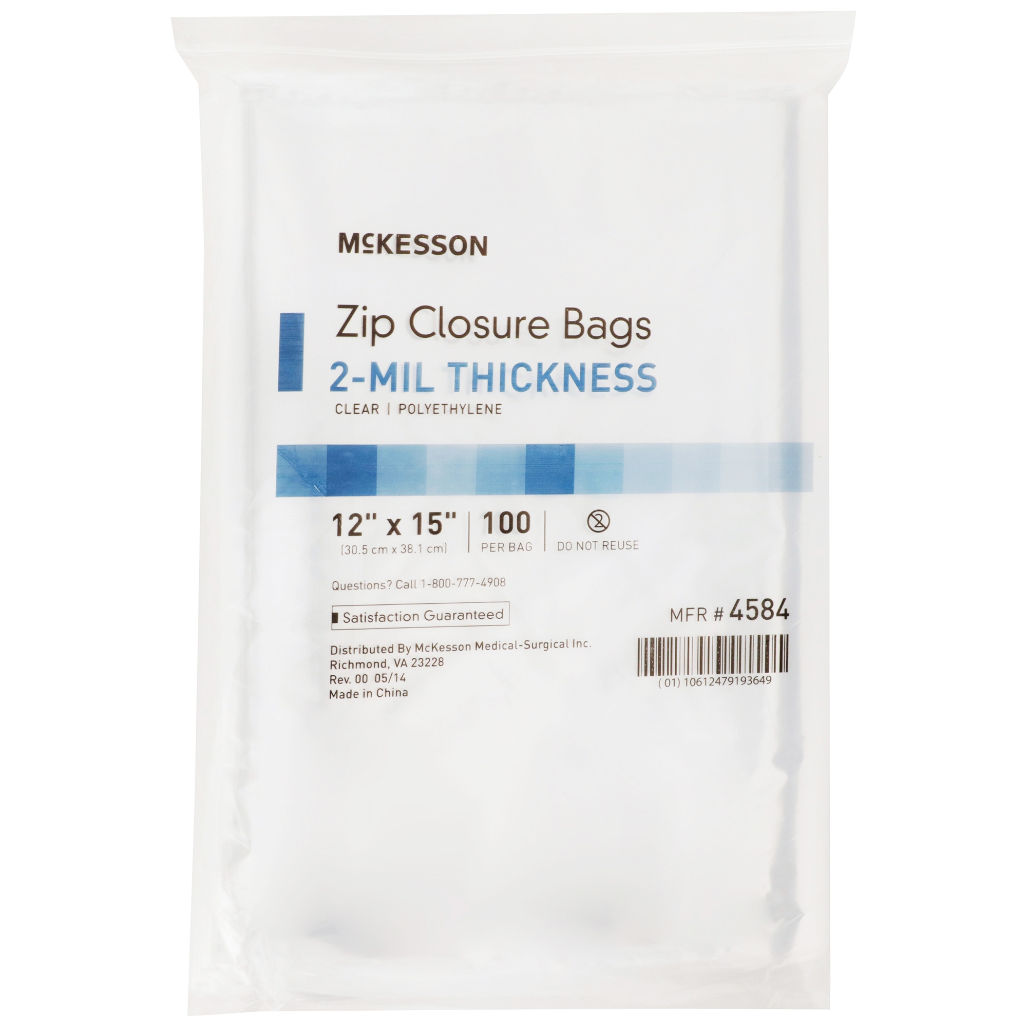 McKesson Zip Closure Bag, 12 X 15 Inches - Image 2