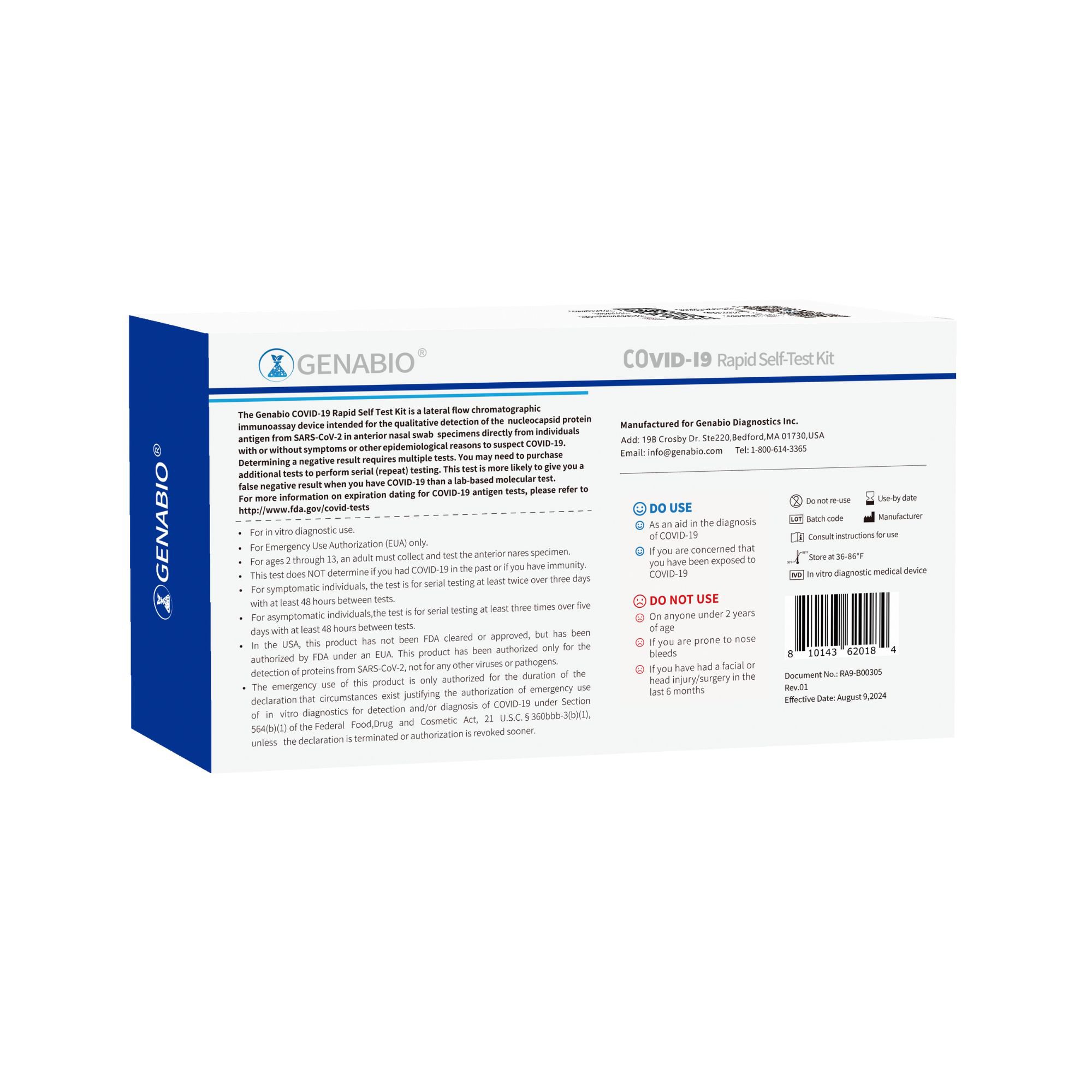 Genabio® COVID-19 at Home Rapid Self-Test Kit, Five Tests per Pack - Image 9