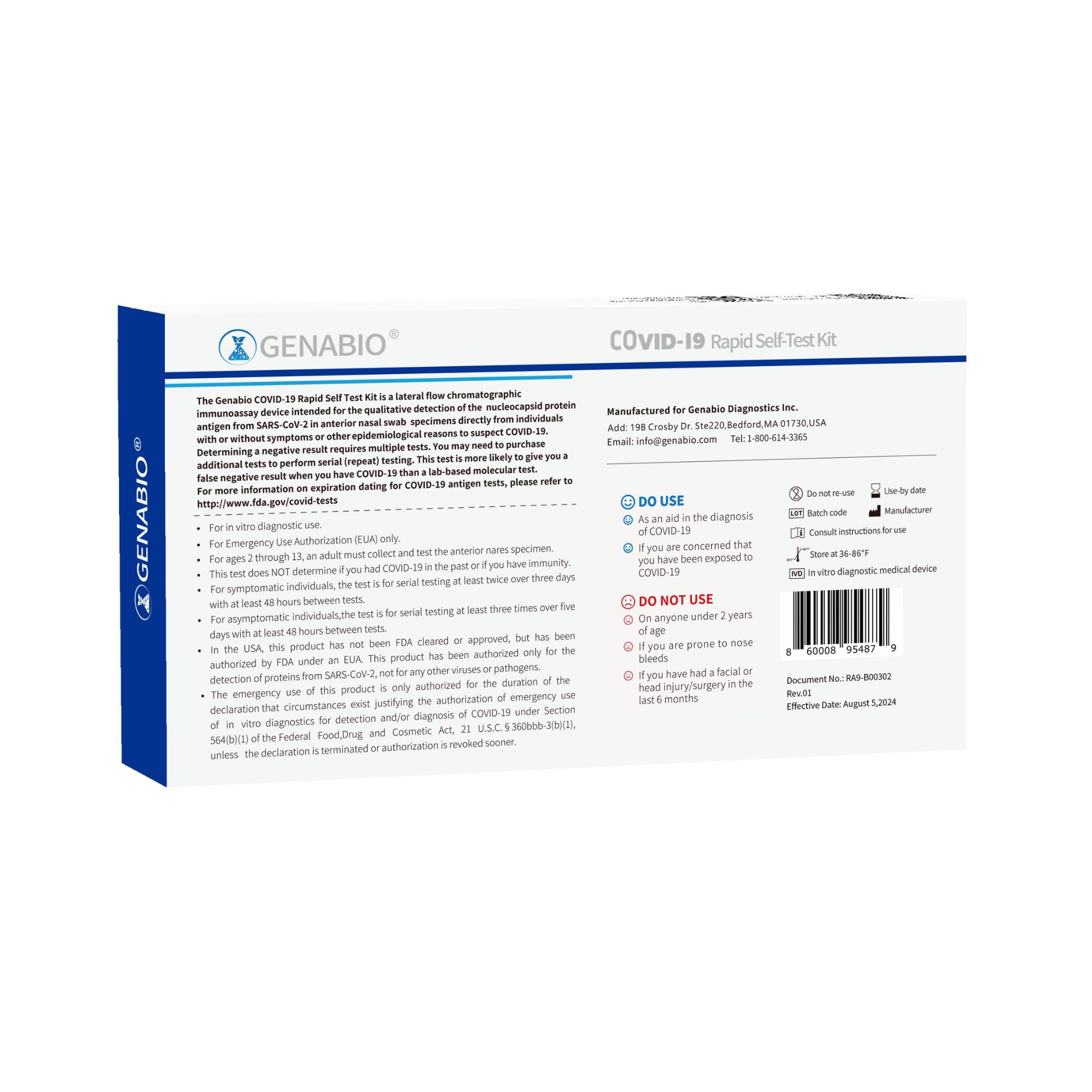 Genabio® COVID-19 at Home Rapid Self-Test Kit, Two Tests per Pack - Image 9