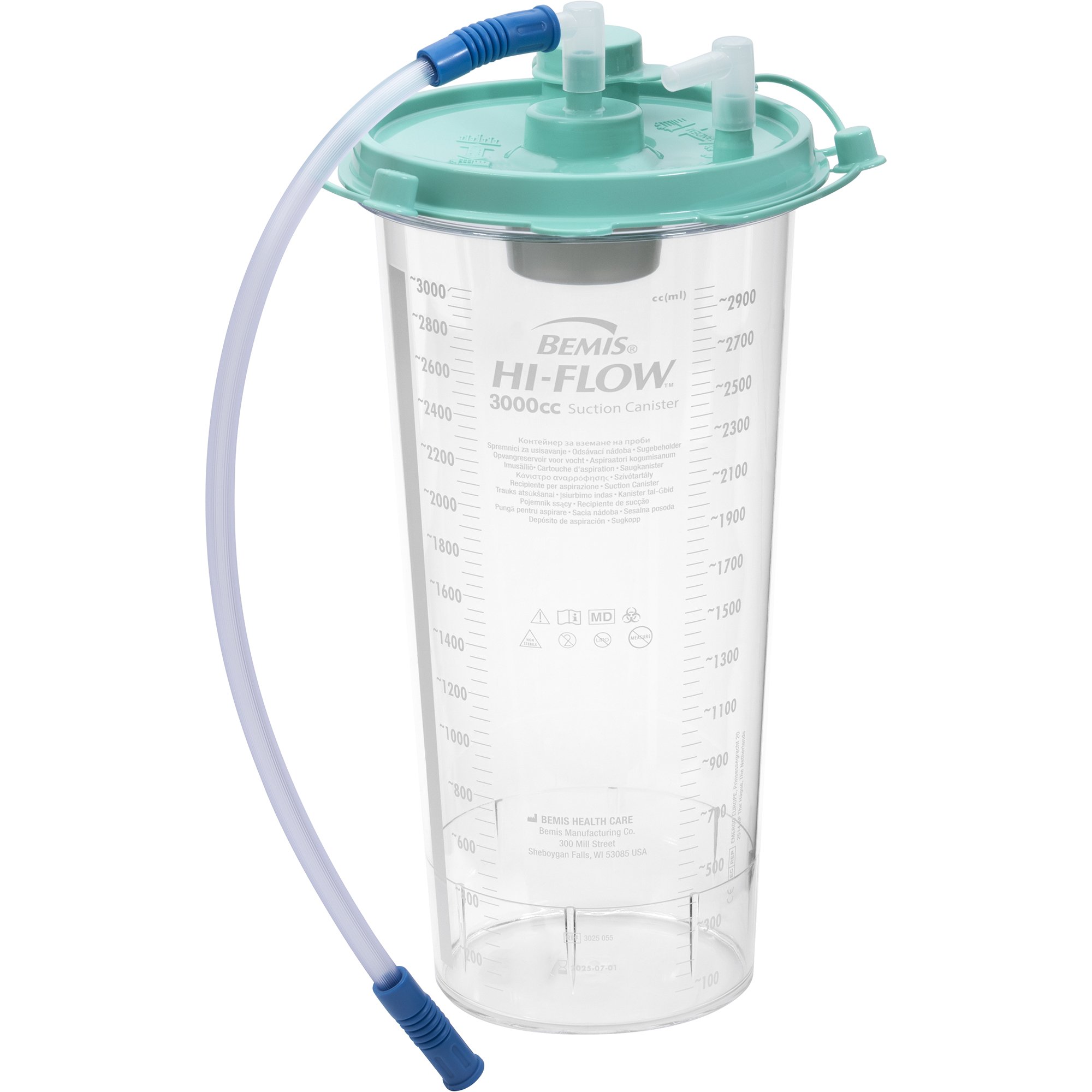 Hi-Flow™ Rigid Suction Canister for use with Bemis Quick-Drain™ Systems, 3000 mL