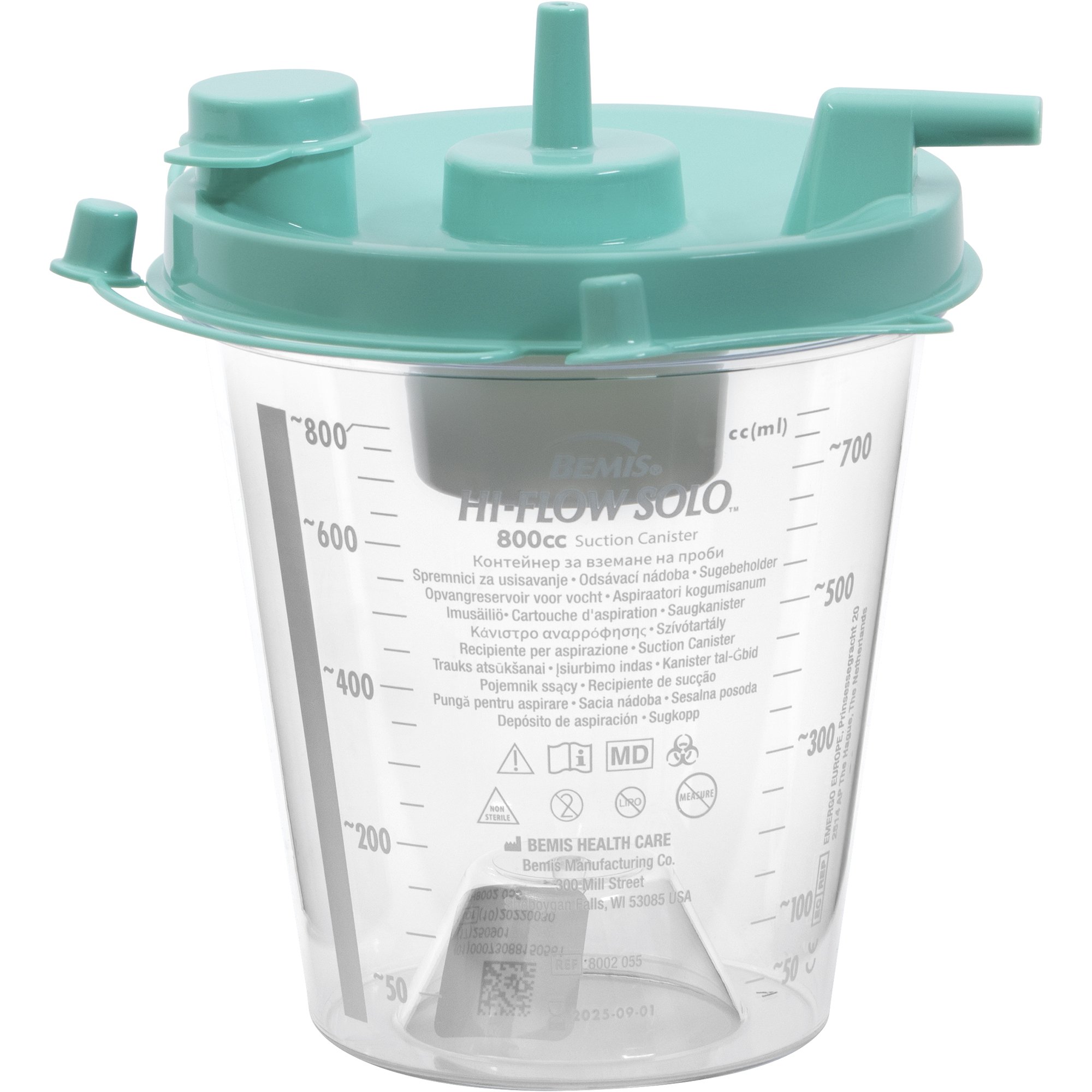 Hi-Flow™ Rigid Suction Canister for use with Bemis Quick-Drain™ Systems, 800 mL