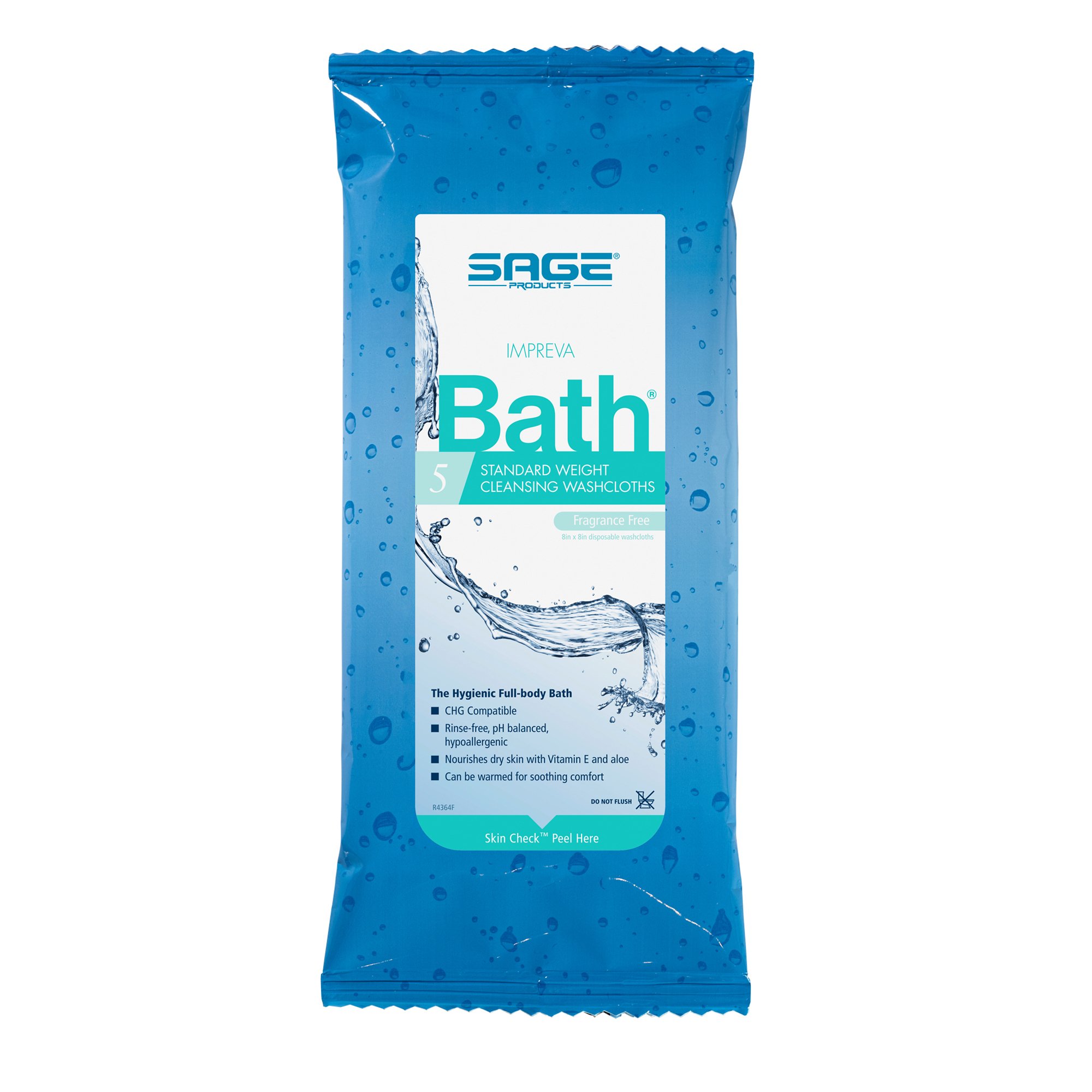 Sage Comfort Bath Rinse-Free Wipes, Aloe, Unscented, Soft Pack - Image 2