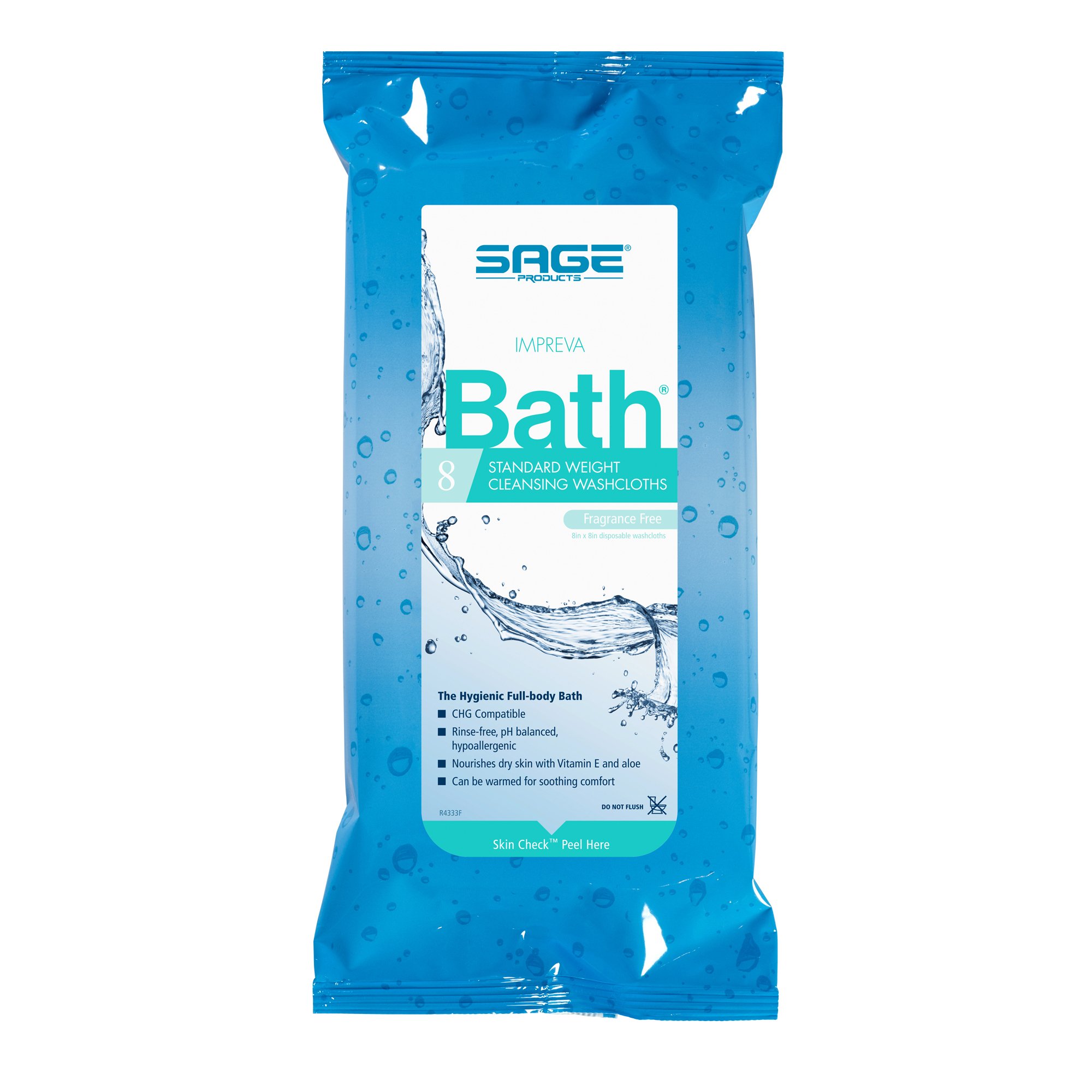 Sage Comfort Bath Rinse-Free Wipes, Aloe, Unscented, Soft Pack - Image 2
