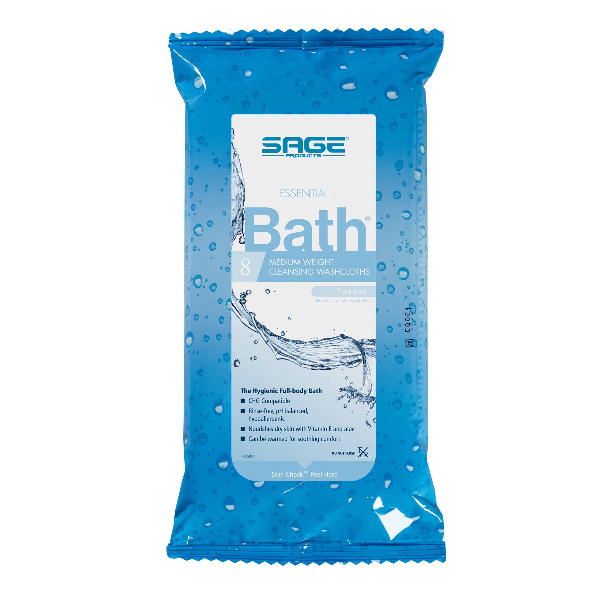 Sage Products Essential Bath Rinse-Free Wipes, Medium Weight, Soft Pack - Image 7