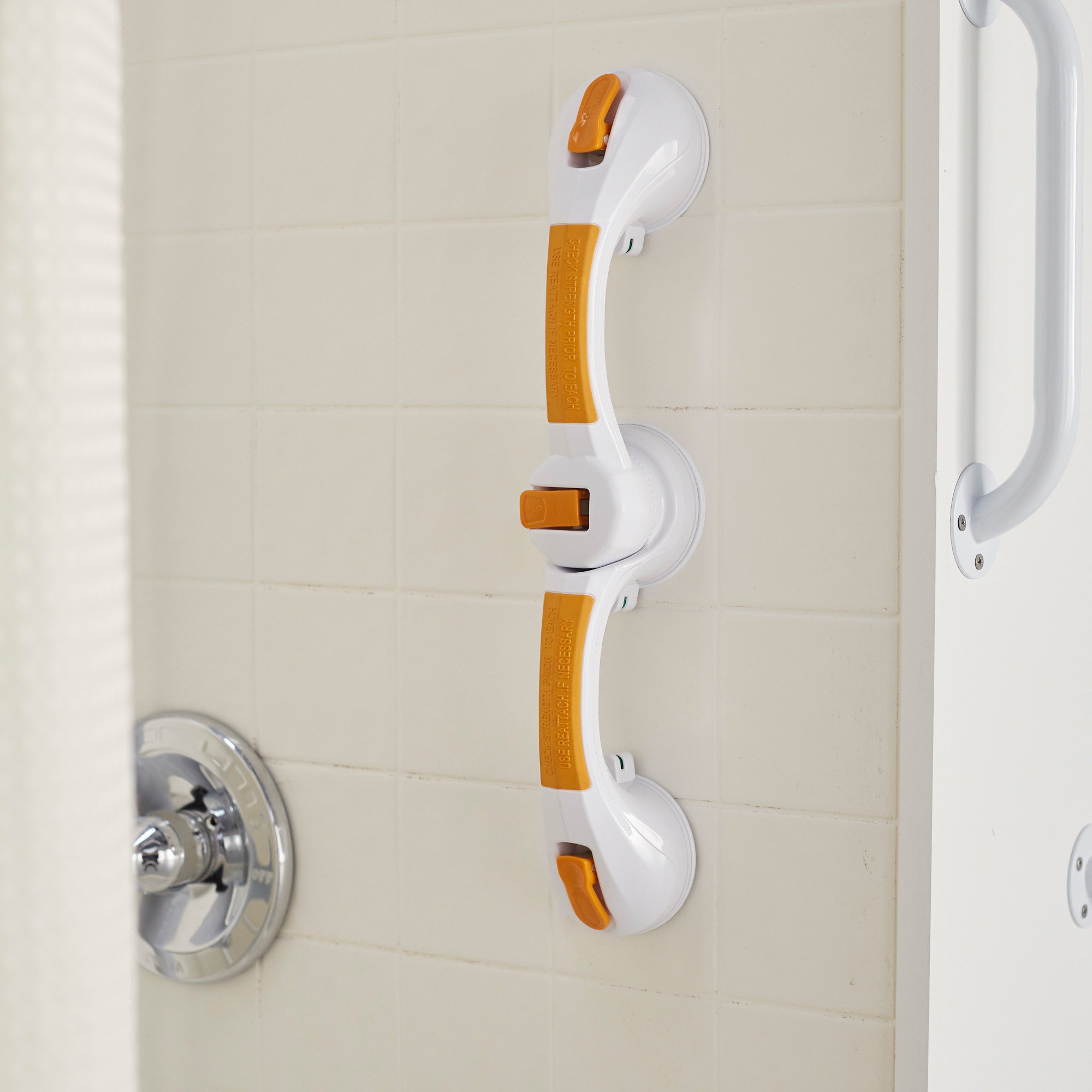 McKesson Rotating Suction-Cup Grab Bar, White/Yellow Plastic - Image 5