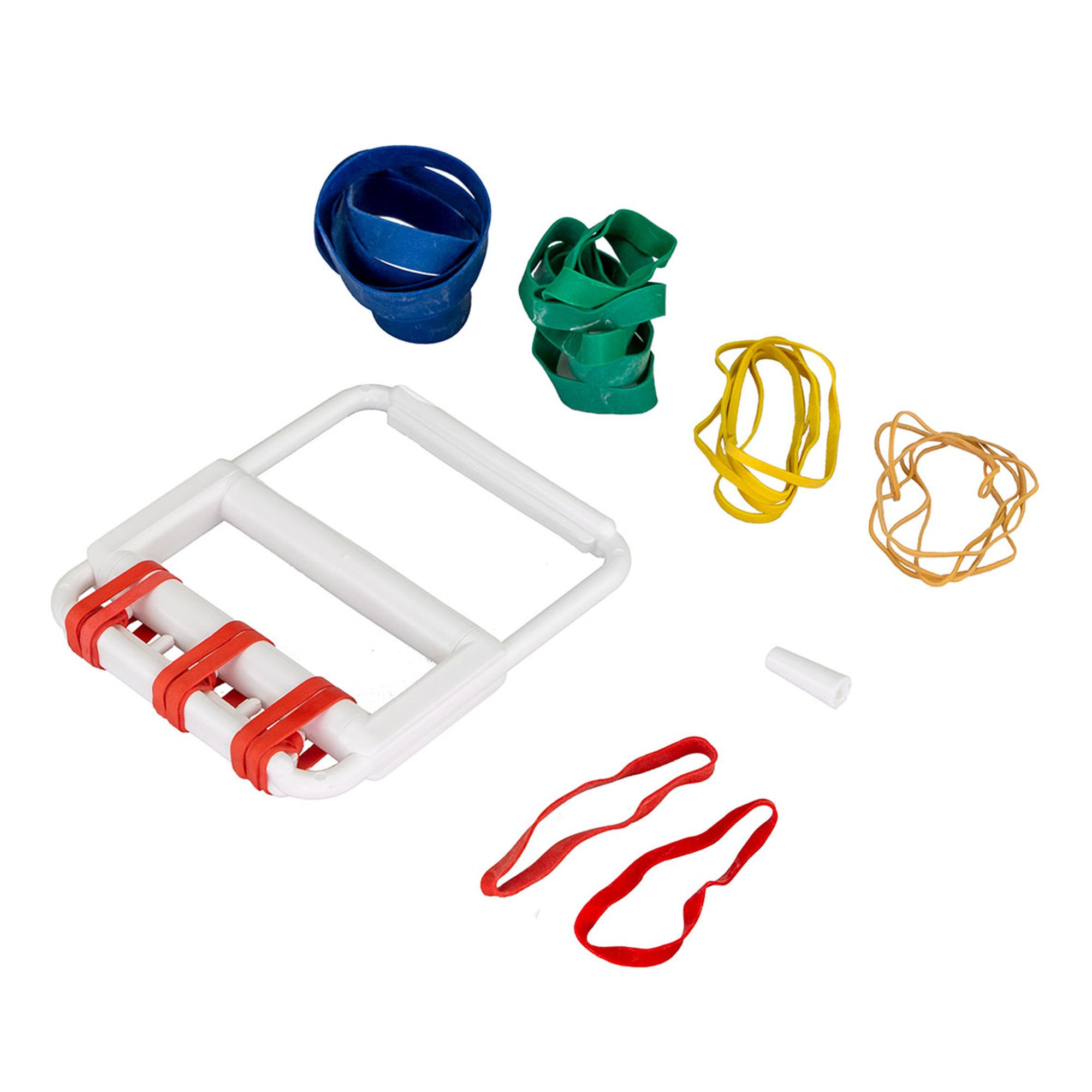 CanDo® Rubber-Band Hand Exerciser, 2X-Light to Heavy Resistance, with 25 Bands