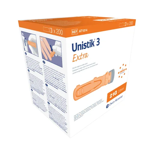 Unistik® 3 Extra Safety Lancet, 21 Gauge, 2-millimeter Depth