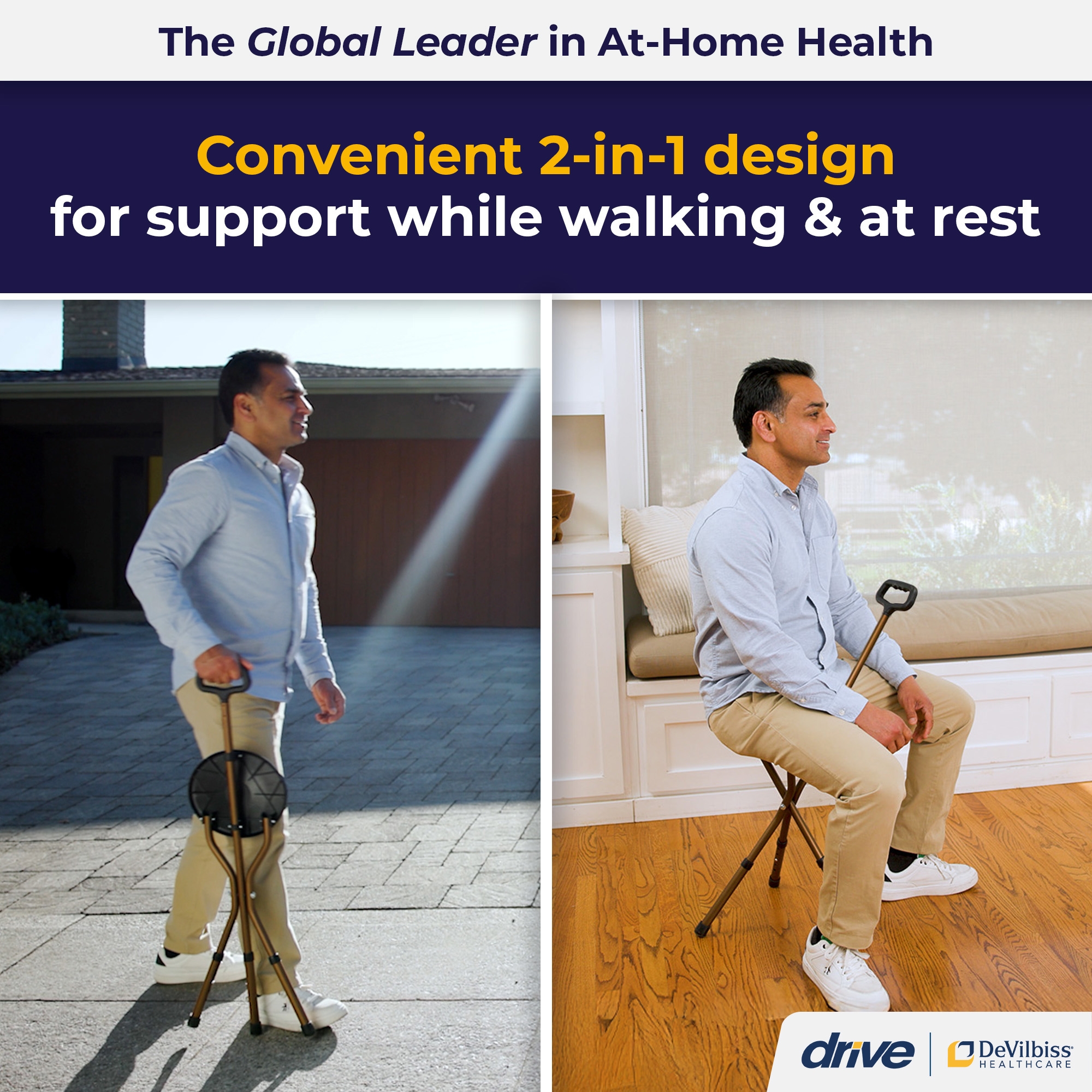 drive™ Aluminum Seat Cane, 34 - 38 Inch Height - Image 4