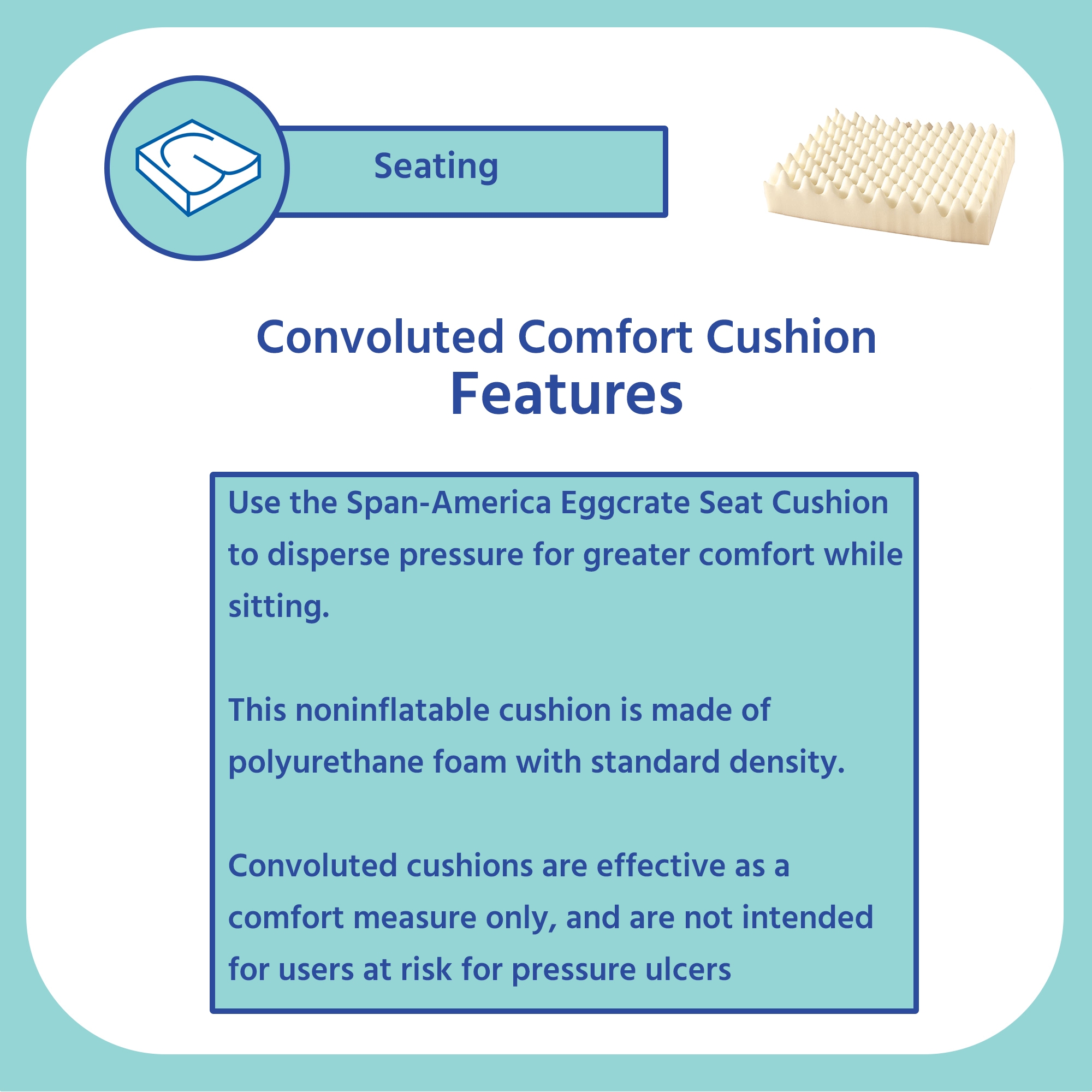 Span-America Eggcrate Seat Cushion, 16x 16 x 3 Inch - Image 4
