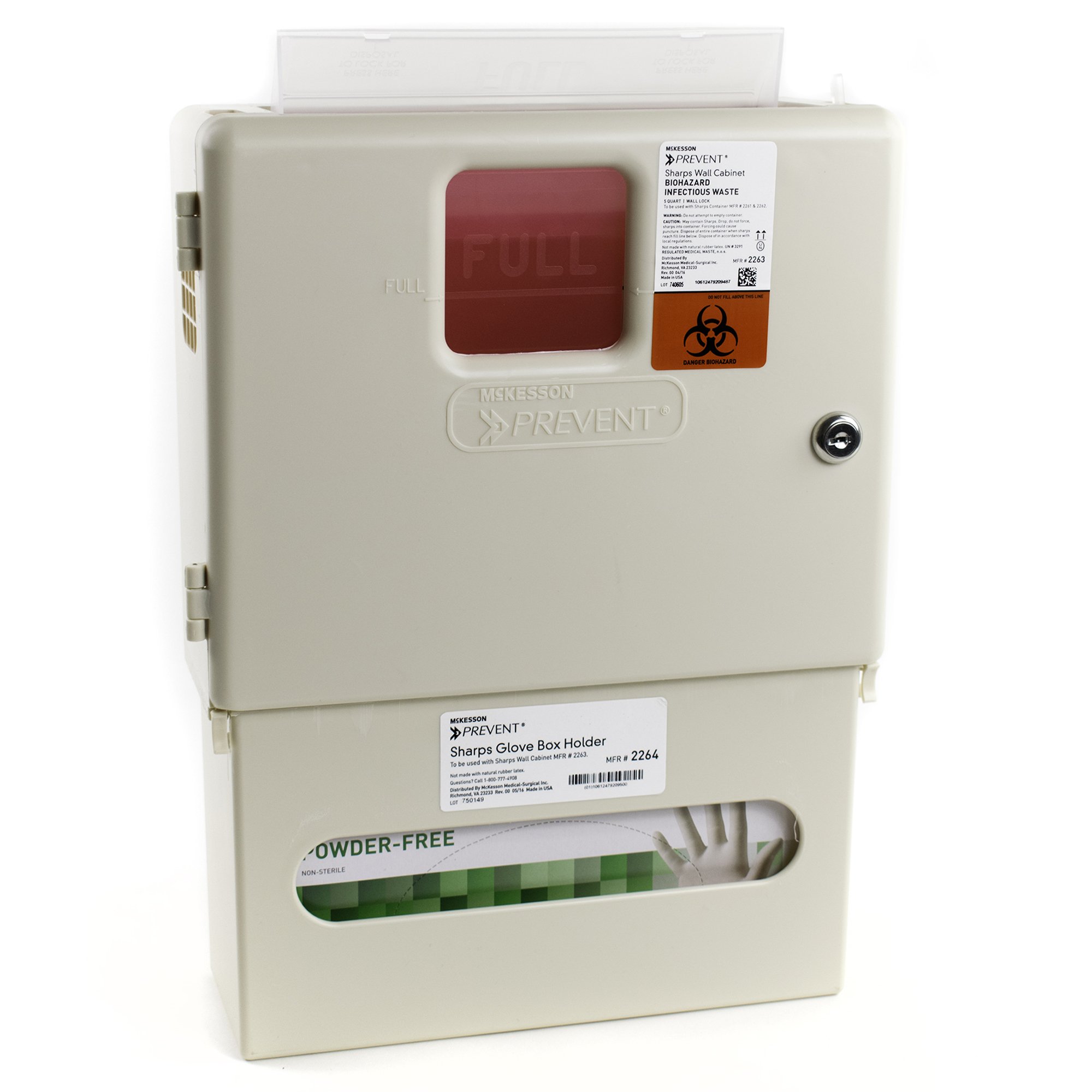 McKesson Prevent® Sharps Wall Cabinet with Glove Box, 12¼ x 4¾ x 15 Inch - Image 2