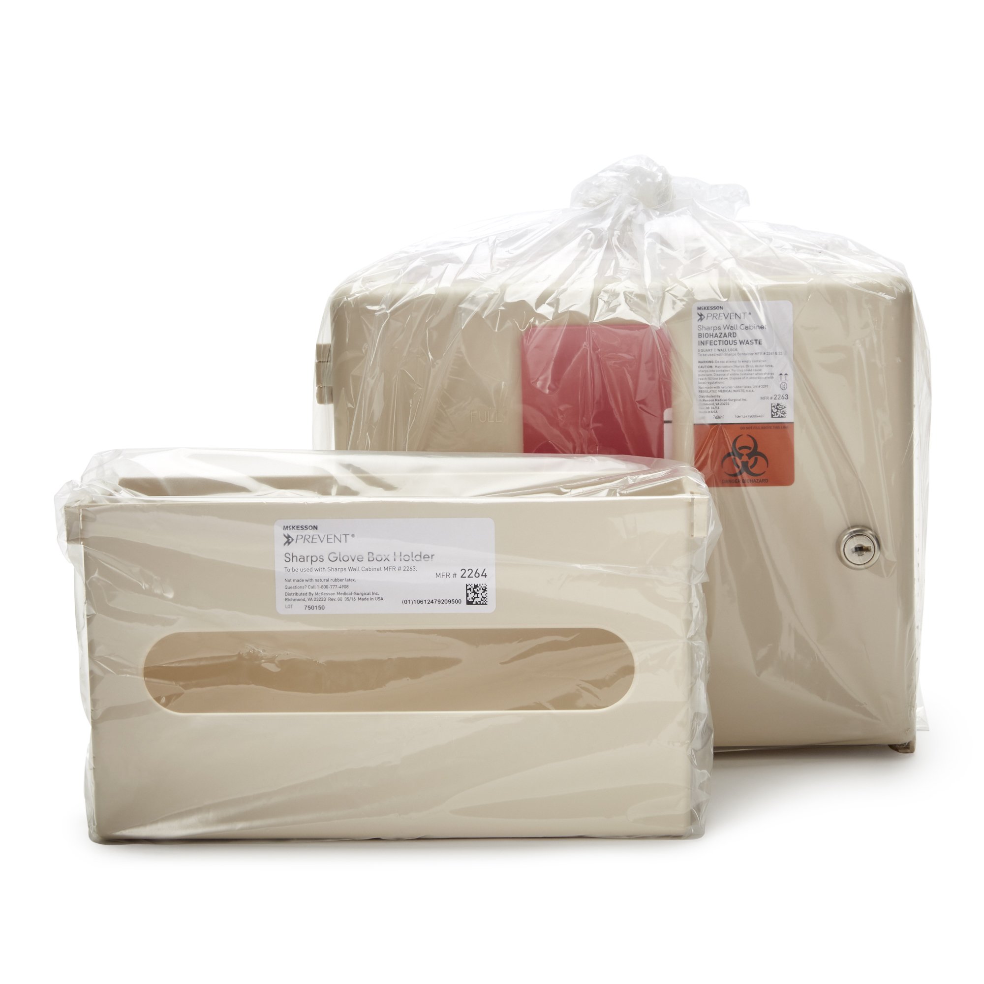 McKesson Prevent® Sharps Wall Cabinet with Glove Box, 12¼ x 4¾ x 15 Inch - Image 3