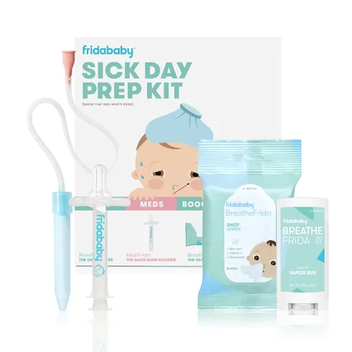 frida baby Sick Day Prep Kit, NoseFrida + Filters, Accu-Dose, Wipes & Vapor Rub